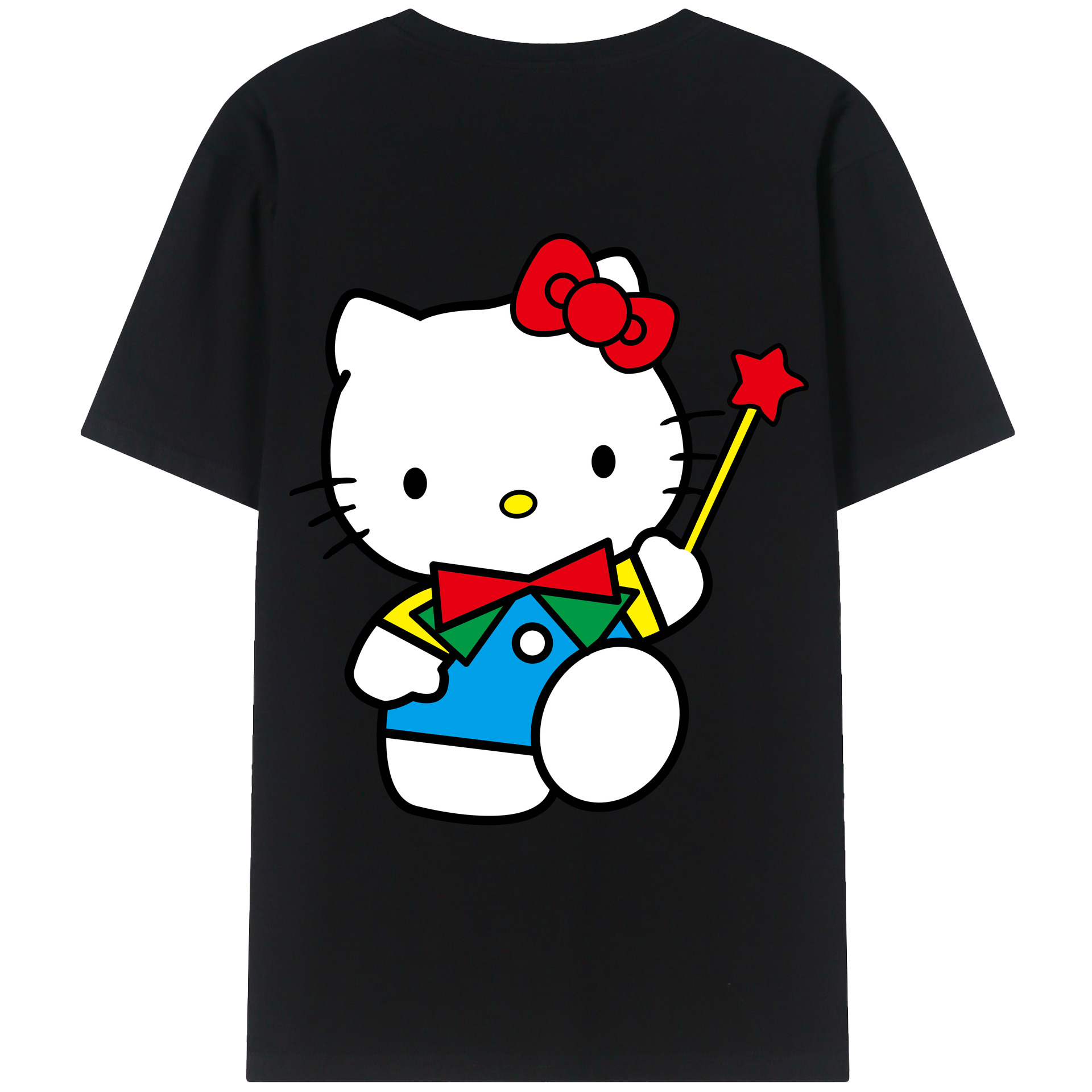 （画像用） Hello Kitty ハローキティ 綿100％ メンズ半袖Tシャツ（バックプリント） 通気性