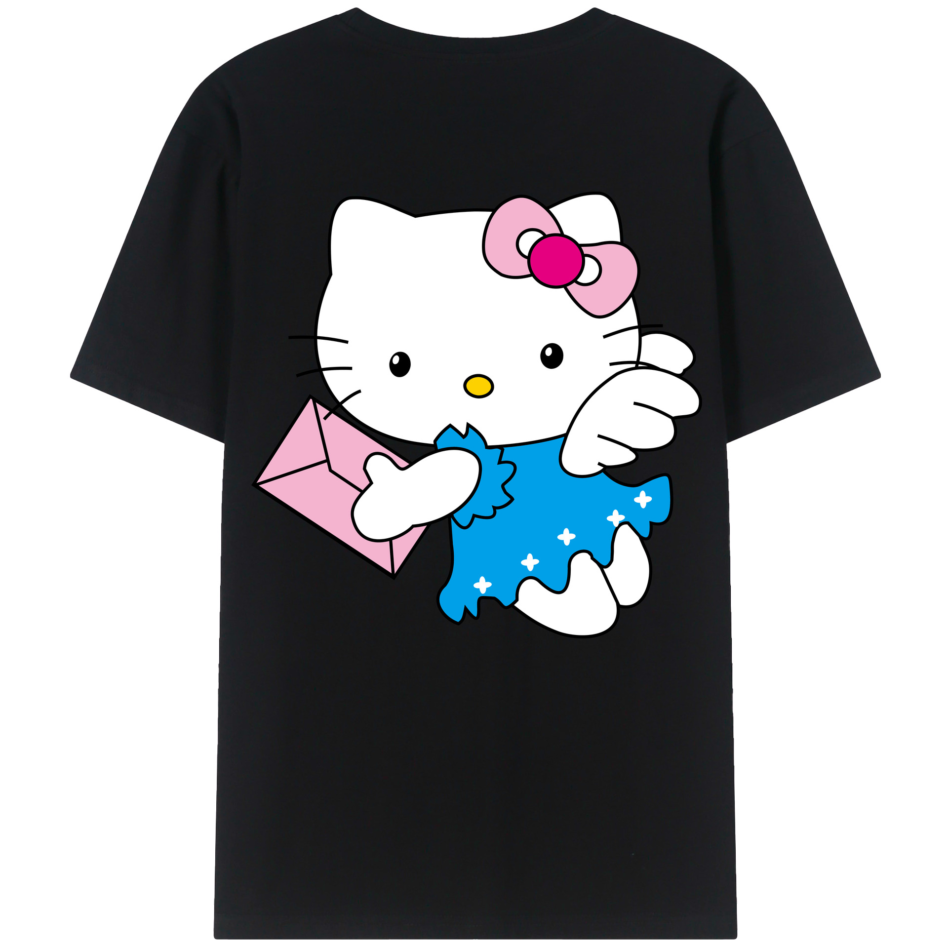 （画像用） Hello Kitty ハローキティ 綿100％ メンズ半袖Tシャツ（バックプリント） 通気性