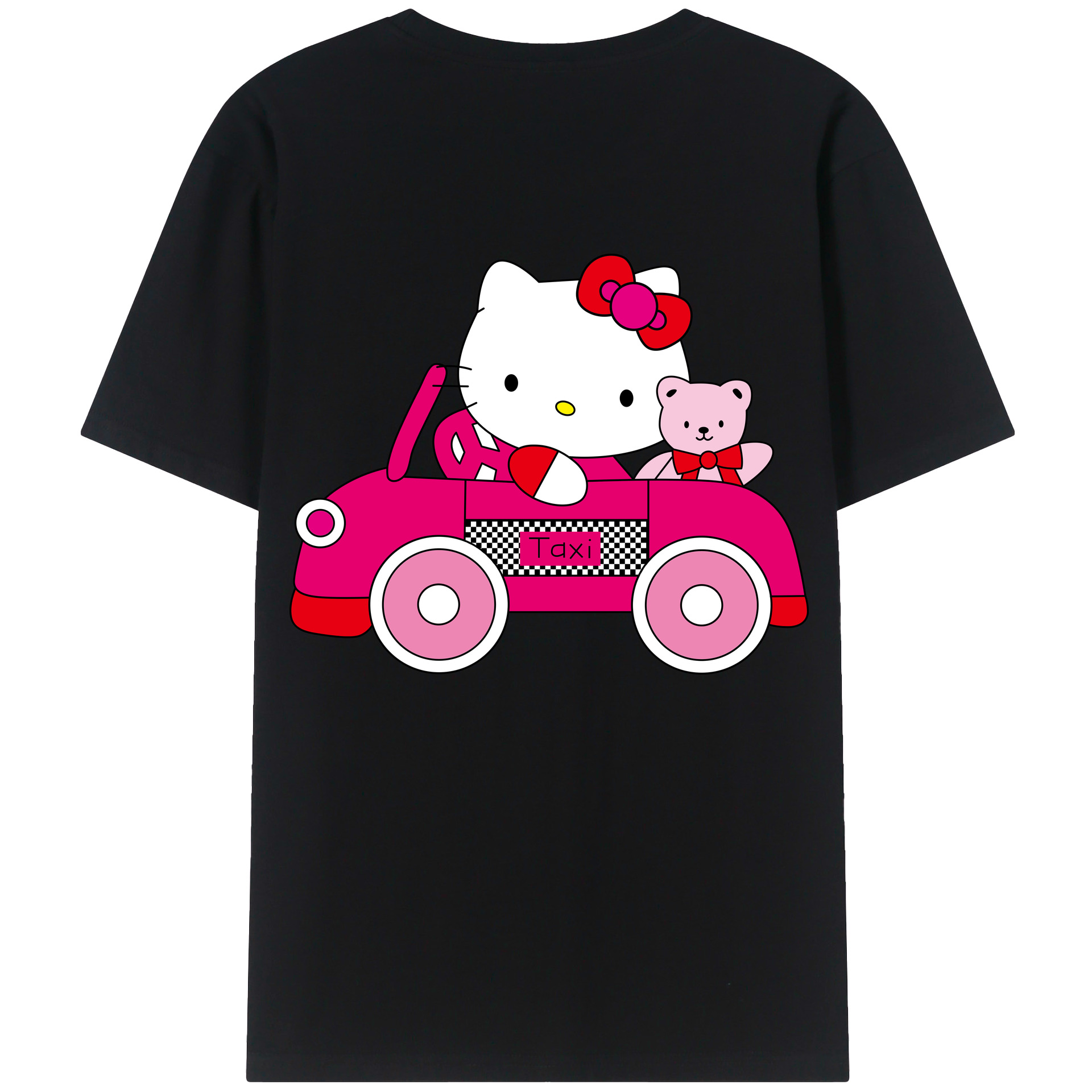 （画像用） Hello Kitty ハローキティ 綿100％ メンズ半袖Tシャツ（バックプリント） 通気性