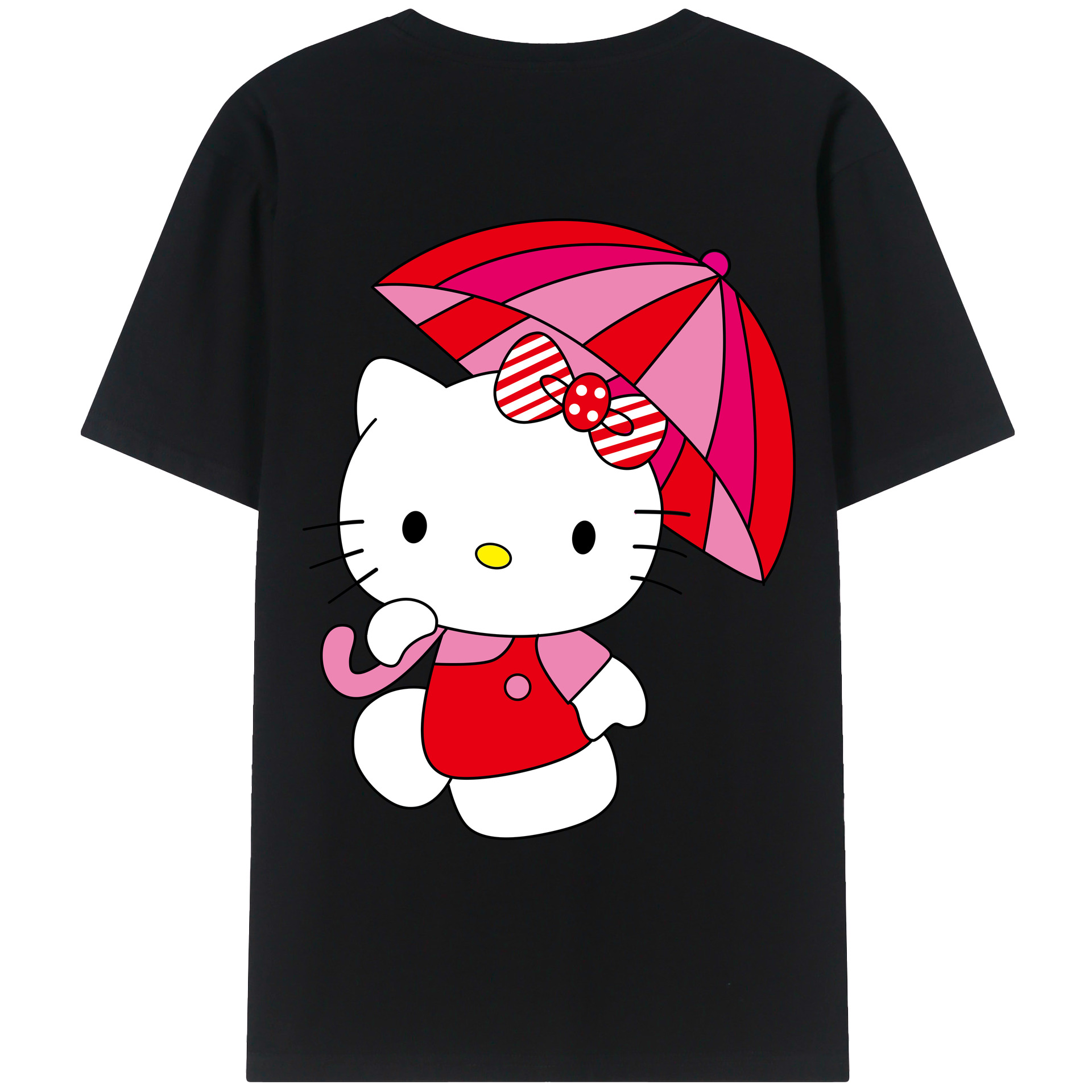 （画像用） Hello Kitty ハローキティ 綿100％ メンズ半袖Tシャツ（バックプリント） 通気性