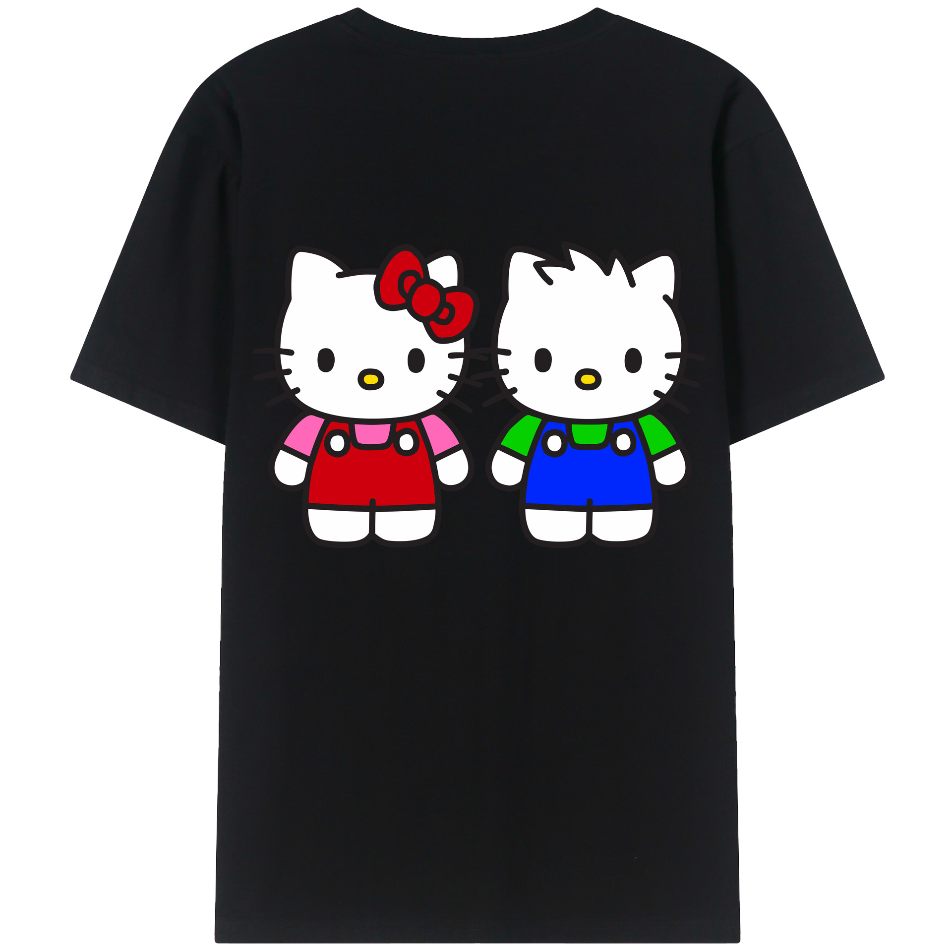 （画像用） Hello Kitty ハローキティ 綿100％ メンズ半袖Tシャツ（バックプリント） 通気性