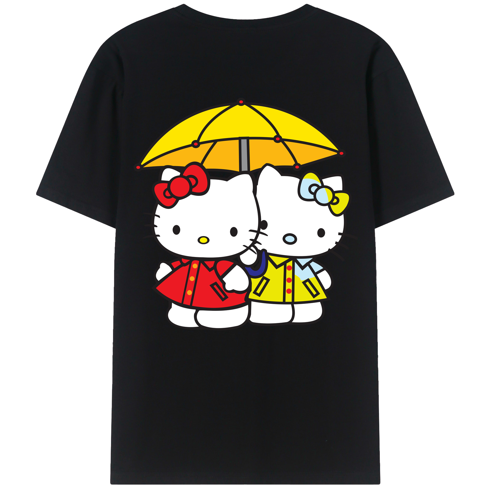 （画像用） Hello Kitty ハローキティ 綿100％ メンズ半袖Tシャツ（バックプリント） 通気性