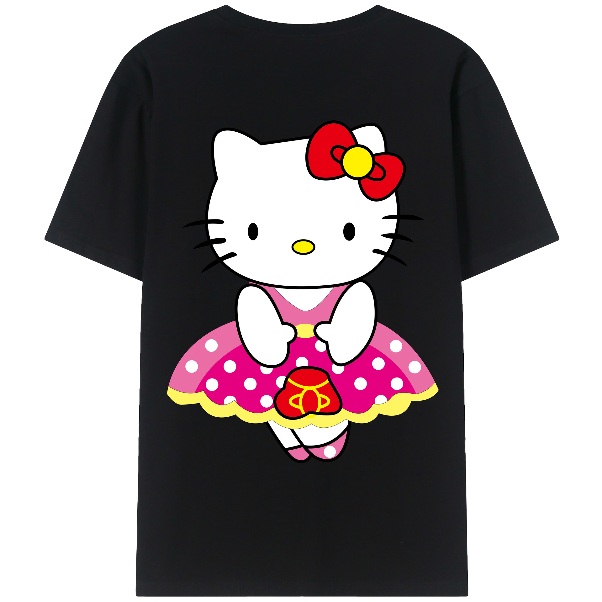 （画像用） Hello Kitty ハローキティ 綿100％ メンズ半袖Tシャツ（バックプリント） 通気性
