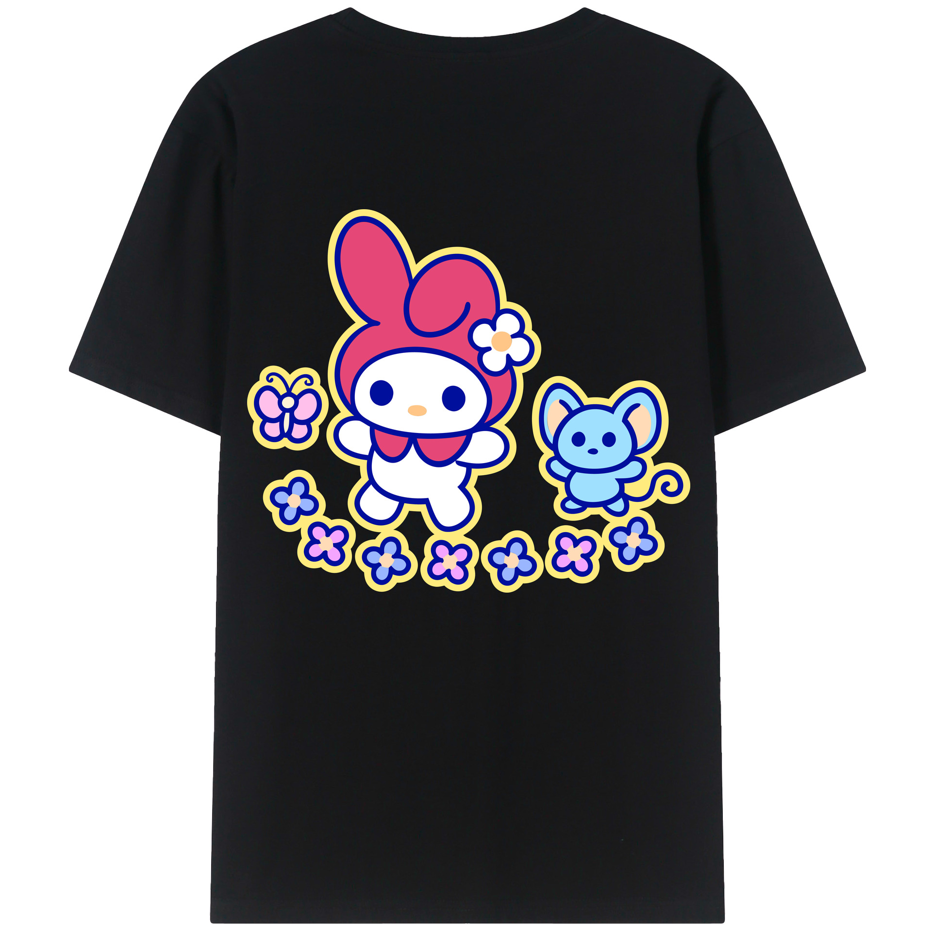 （画像用） Hello Kitty ハローキティ 綿100％ メンズ半袖Tシャツ（バックプリント） 通気性