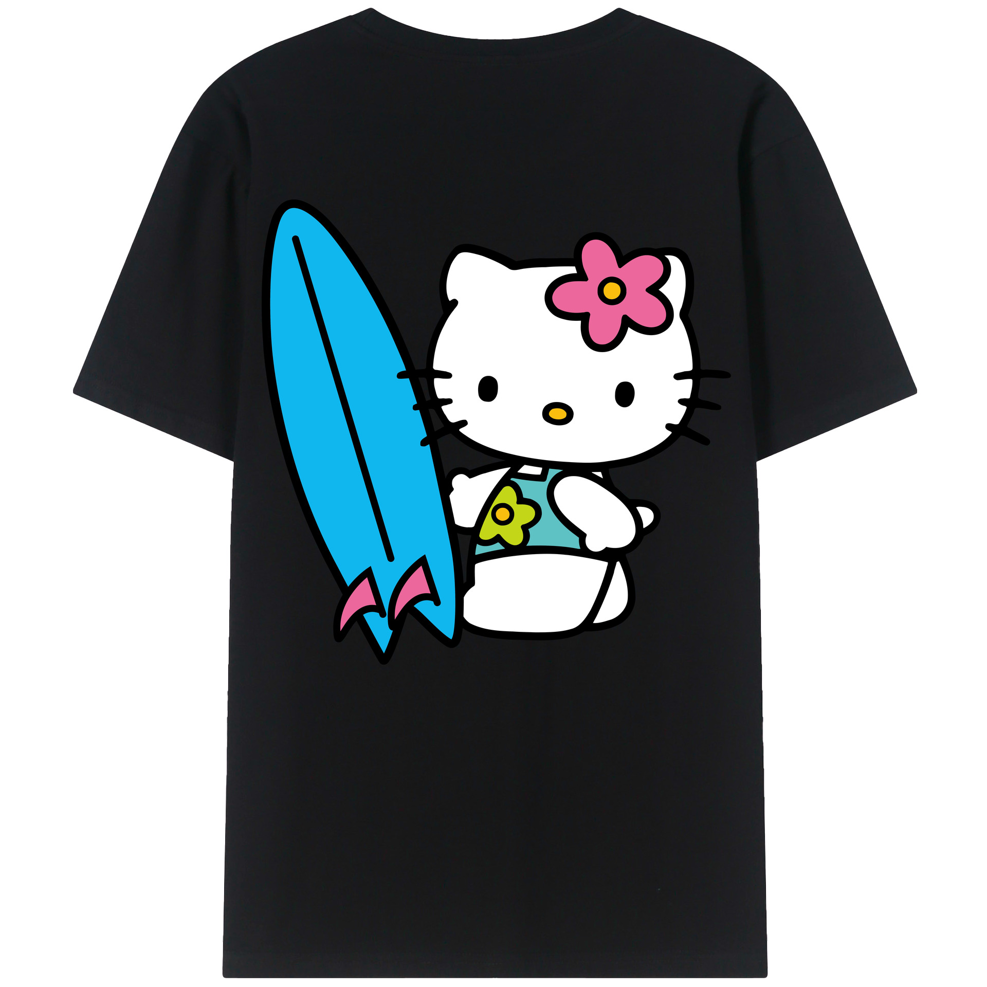 （画像用） Hello Kitty ハローキティ 綿100％ メンズ半袖Tシャツ（バックプリント） 通気性