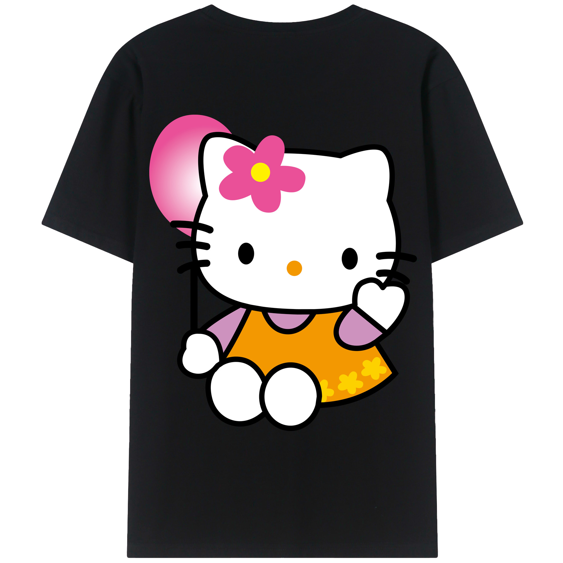 （画像用） Hello Kitty ハローキティ 綿100％ メンズ半袖Tシャツ（バックプリント） 通気性
