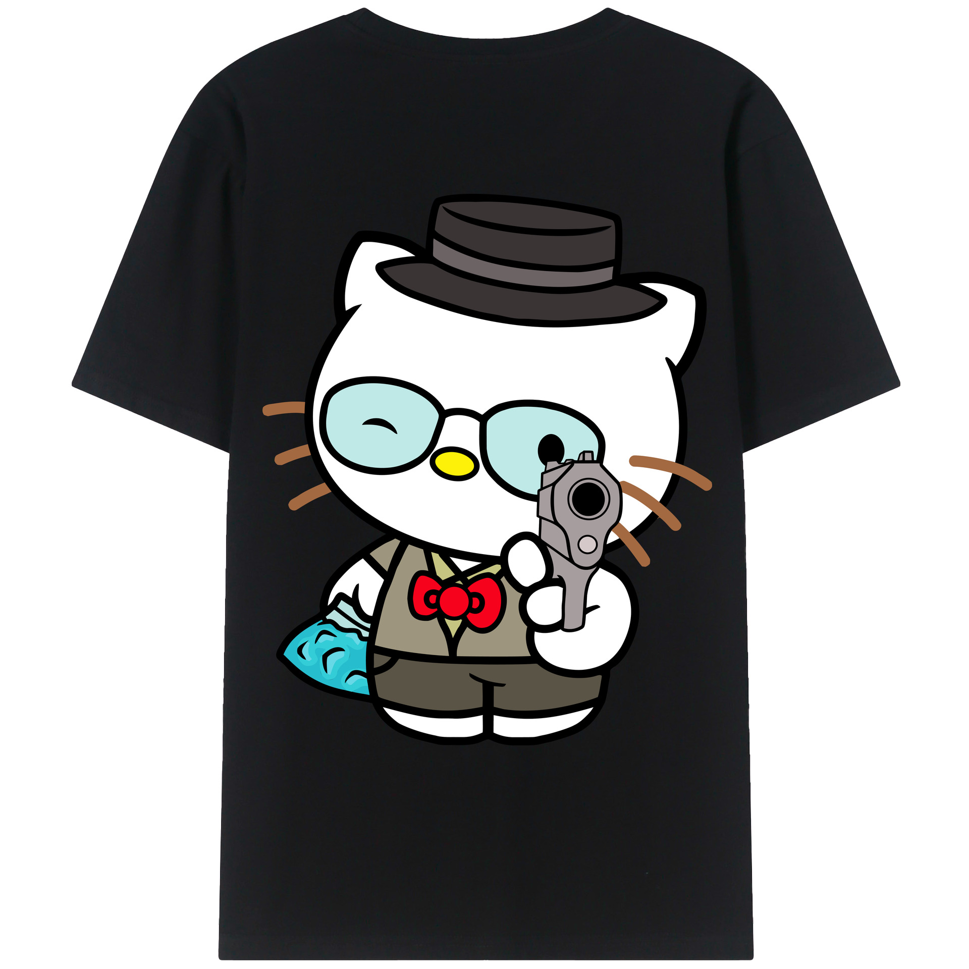 （画像用） Hello Kitty ハローキティ 綿100％ メンズ半袖Tシャツ（バックプリント） 通気性