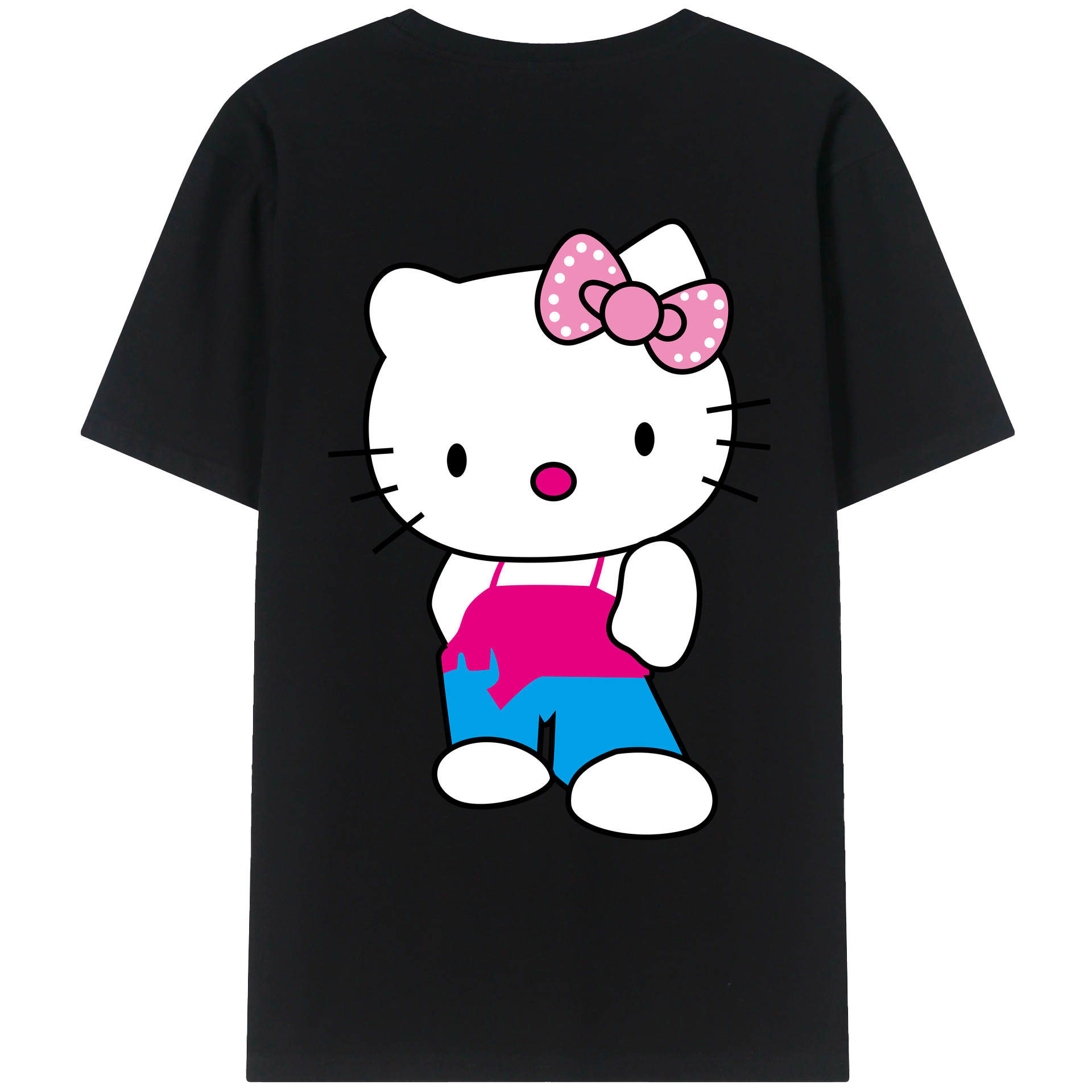 （画像用） Hello Kitty ハローキティ 綿100％ メンズ半袖Tシャツ（バックプリント） 通気性