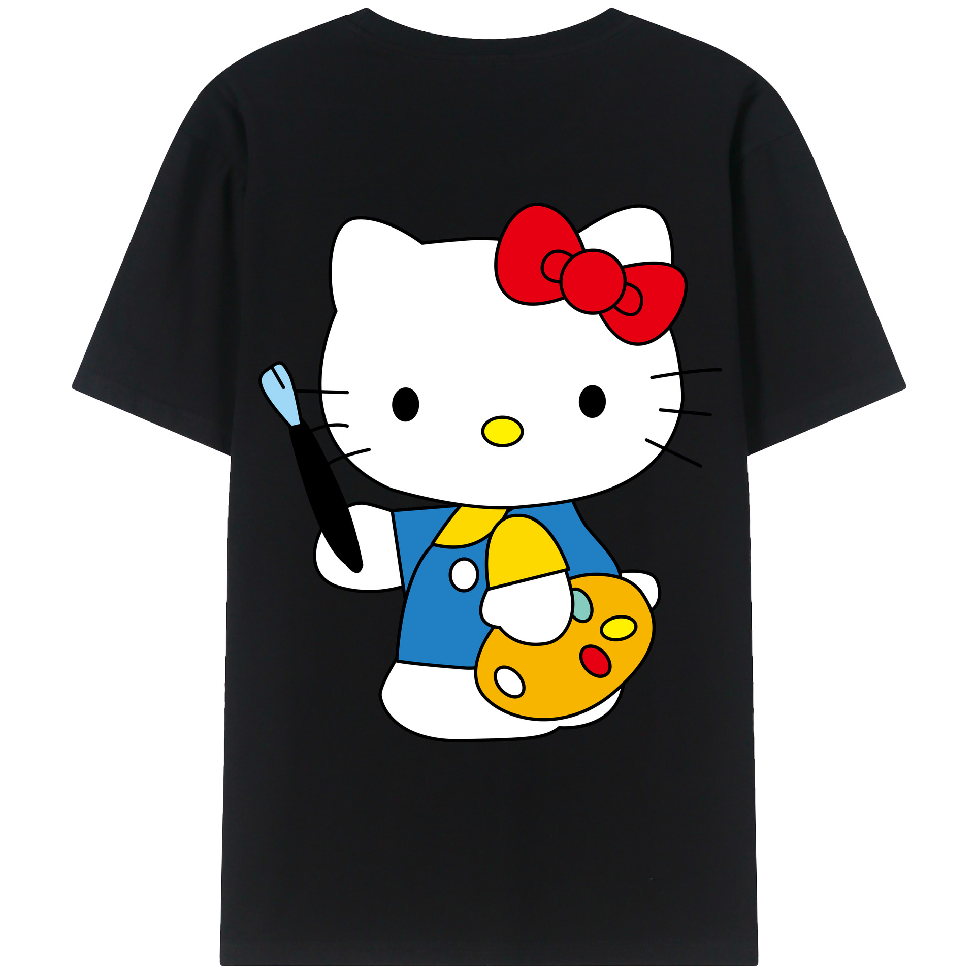 （画像用） Hello Kitty ハローキティ 綿100％ メンズ半袖Tシャツ（バックプリント） 通気性