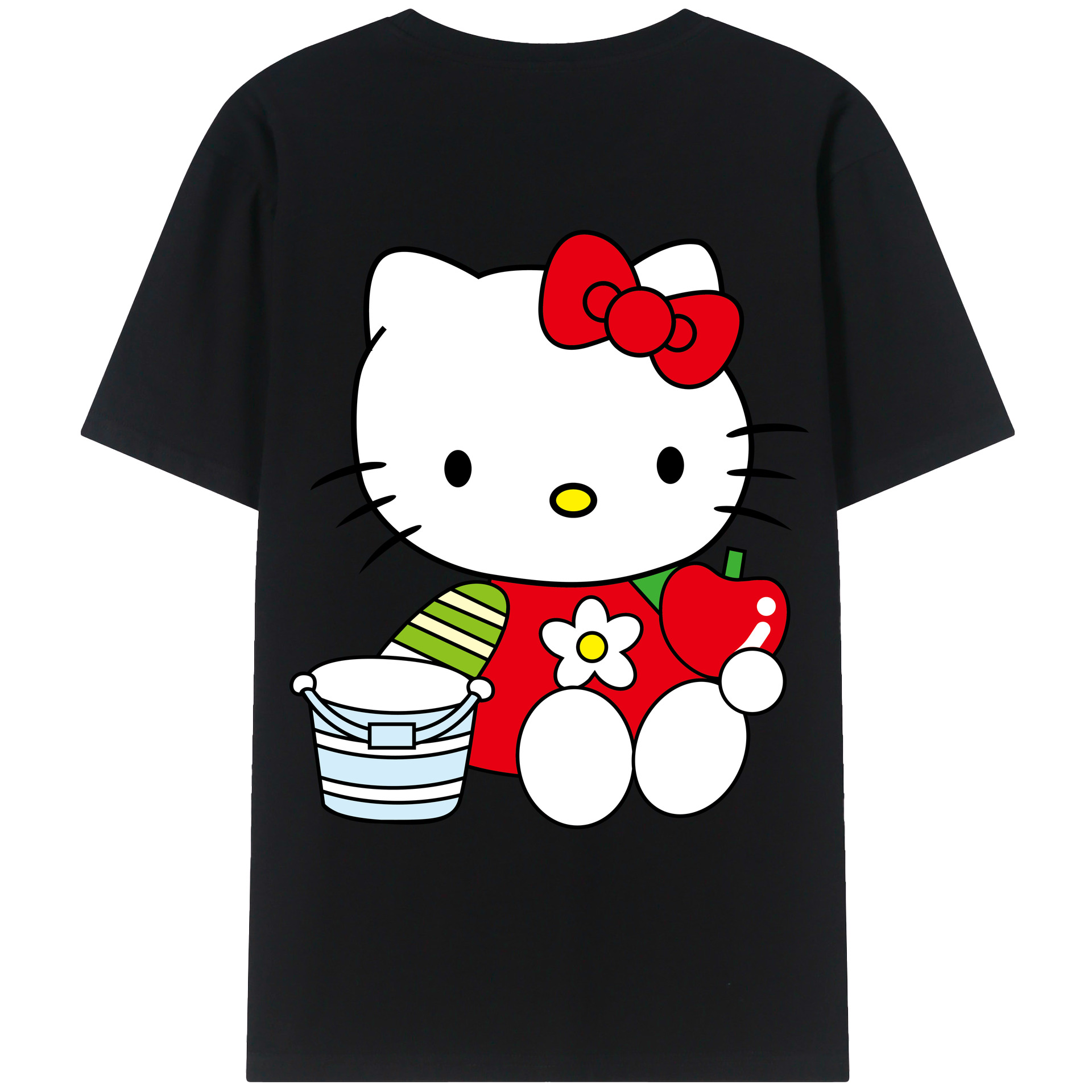 （画像用） Hello Kitty ハローキティ 綿100％ メンズ半袖Tシャツ（バックプリント） 通気性