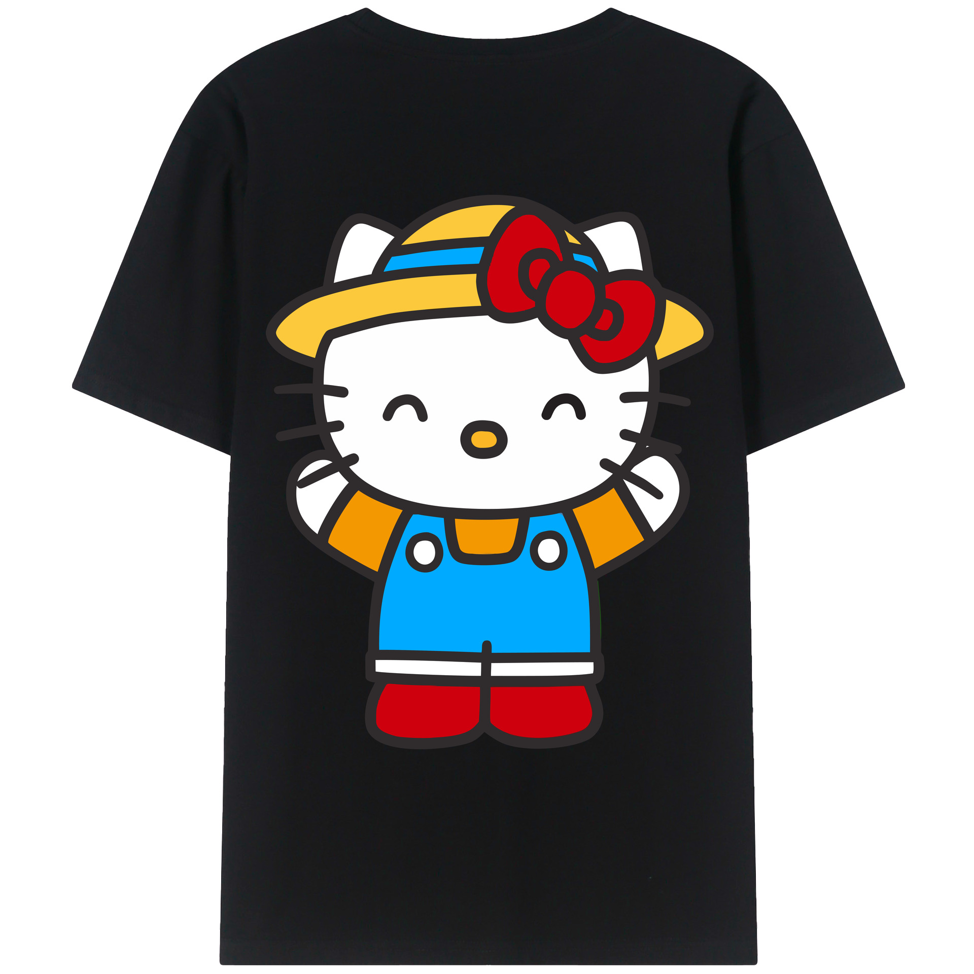 （画像用） Hello Kitty ハローキティ 綿100％ メンズ半袖Tシャツ（バックプリント） 通気性