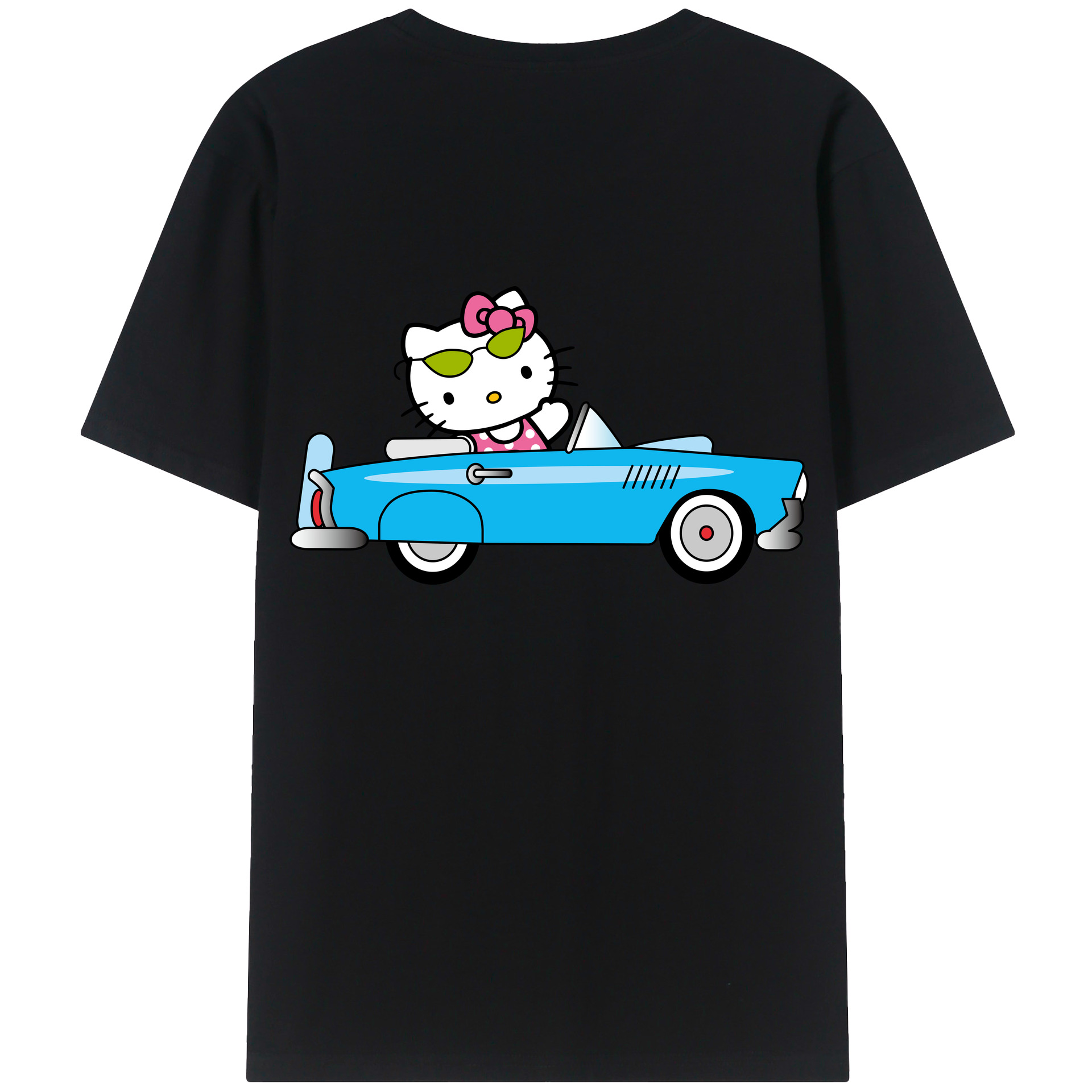 （画像用） Hello Kitty ハローキティ 綿100％ メンズ半袖Tシャツ（バックプリント） 通気性