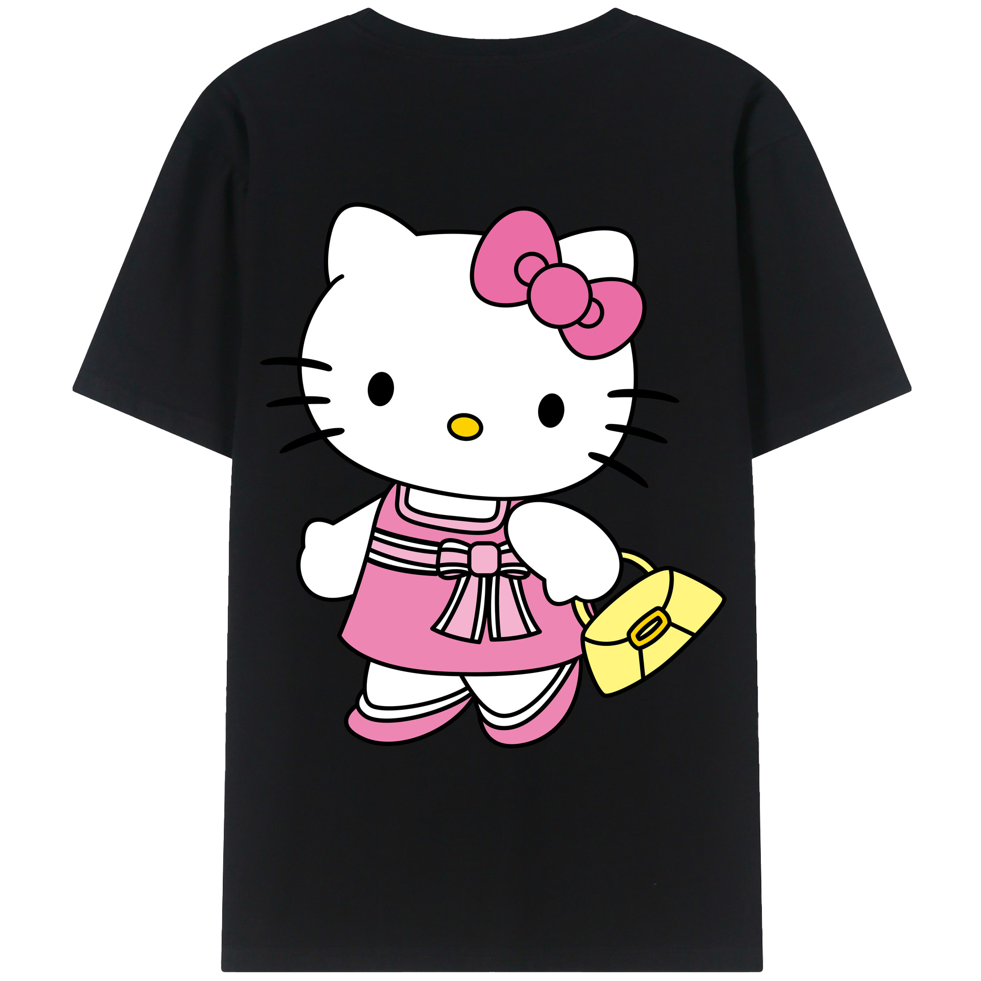 （画像用） Hello Kitty ハローキティ 綿100％ メンズ半袖Tシャツ（バックプリント） 通気性