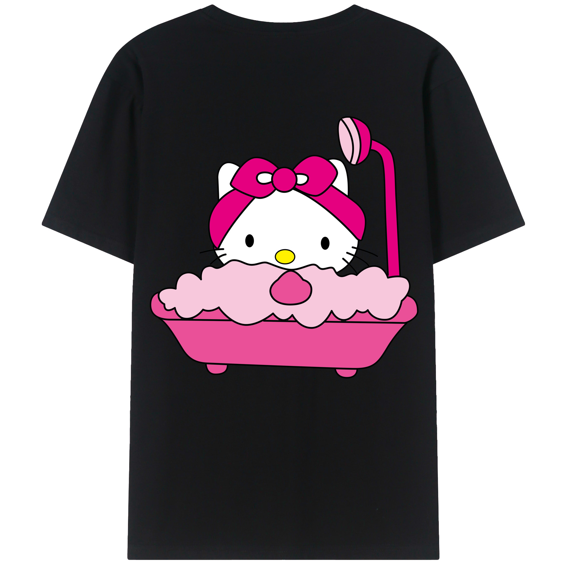 （画像用） Hello Kitty ハローキティ 綿100％ メンズ半袖Tシャツ（バックプリント） 通気性
