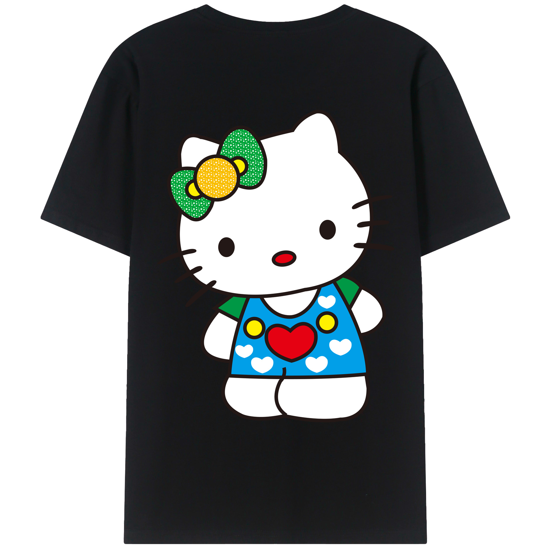（画像用） Hello Kitty ハローキティ 綿100％ メンズ半袖Tシャツ（バックプリント） 通気性