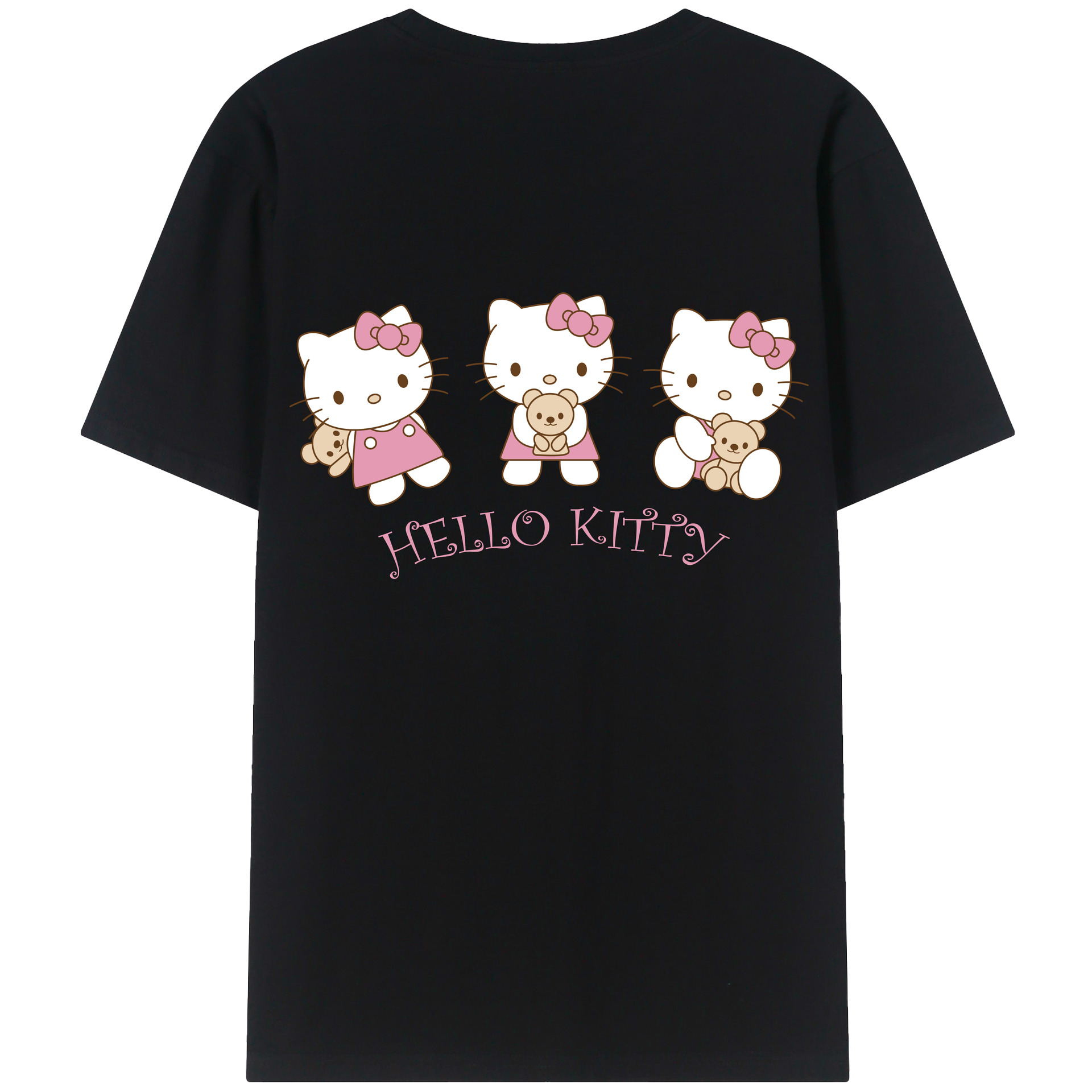 （画像用） Hello Kitty ハローキティ 綿100％ メンズ半袖Tシャツ（バックプリント） 通気性