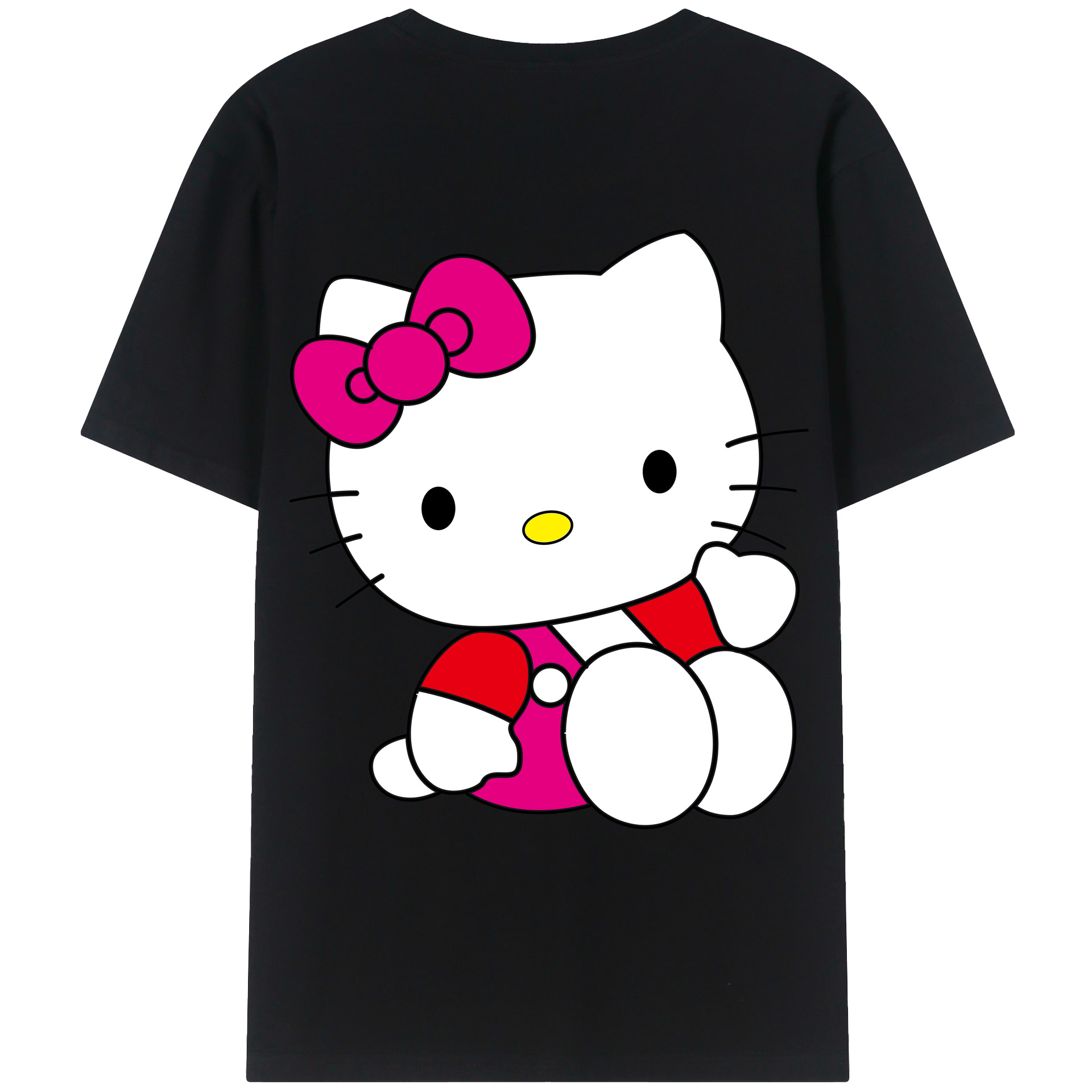 （画像用） Hello Kitty ハローキティ 綿100％ メンズ半袖Tシャツ（バックプリント） 通気性