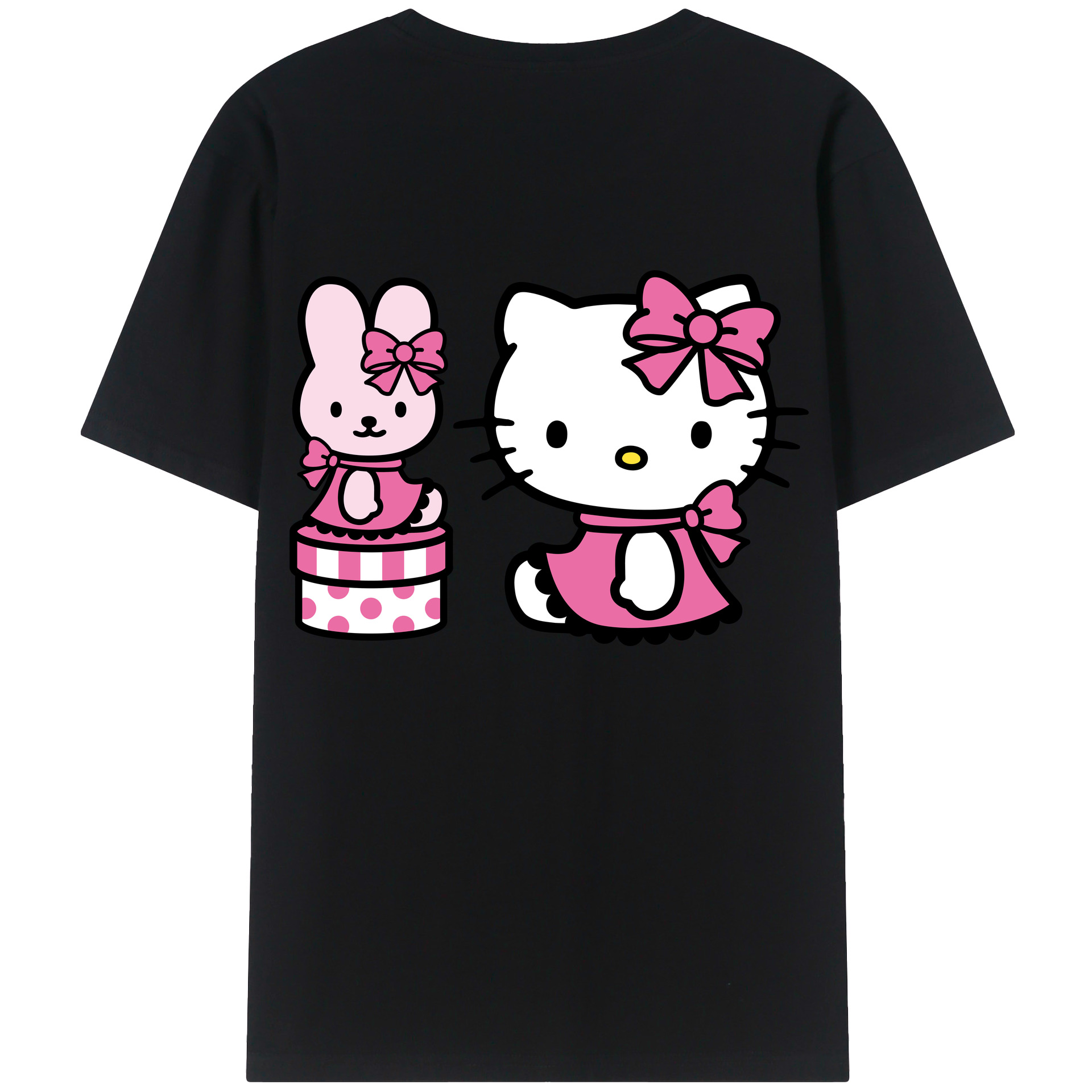 （画像用） Hello Kitty ハローキティ 綿100％ メンズ半袖Tシャツ（バックプリント） 通気性