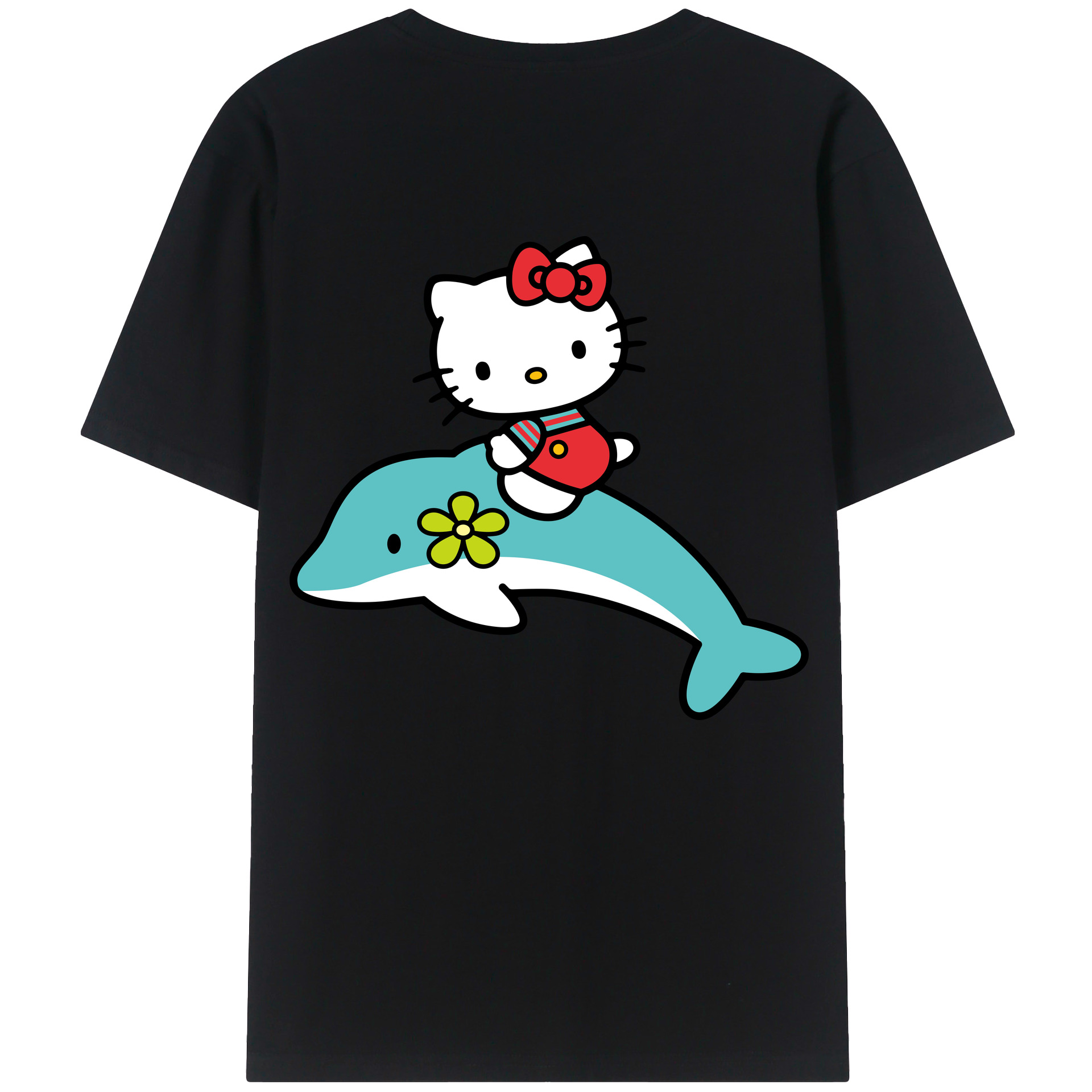 （画像用） Hello Kitty ハローキティ 綿100％ メンズ半袖Tシャツ（バックプリント） 通気性