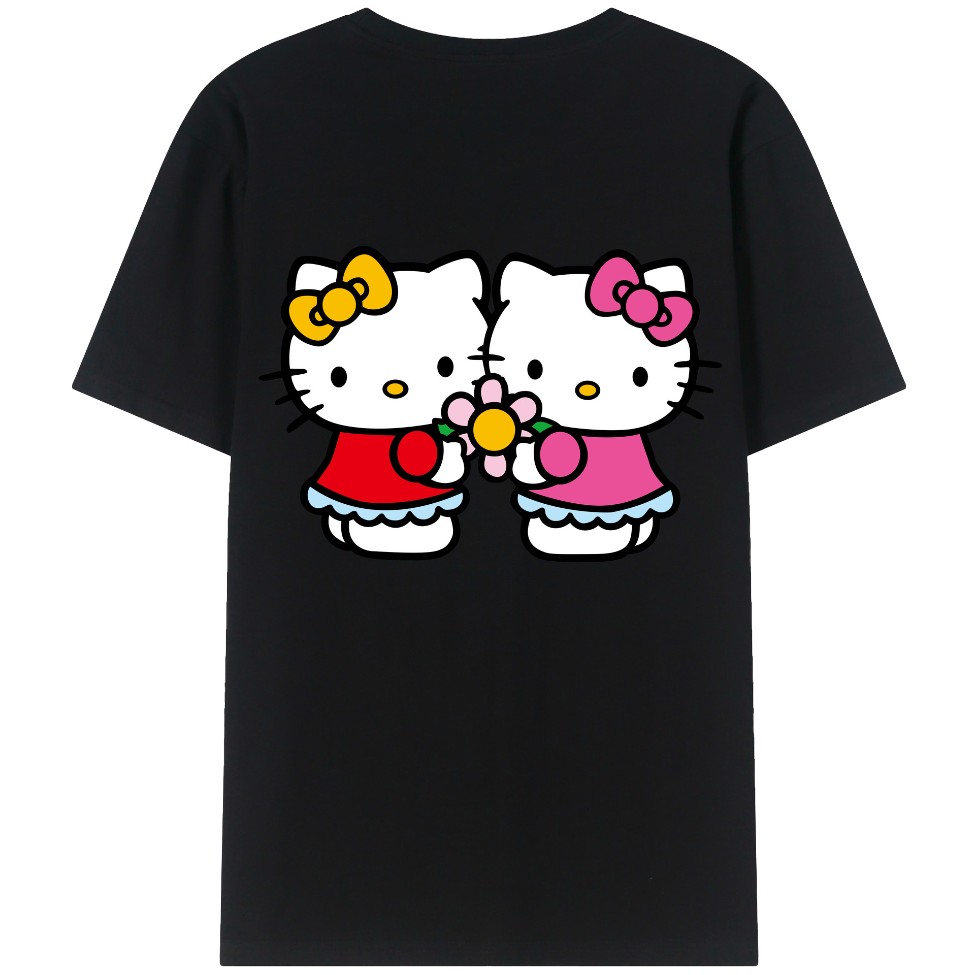（画像用） Hello Kitty ハローキティ 綿100％ メンズ半袖Tシャツ（バックプリント） 通気性