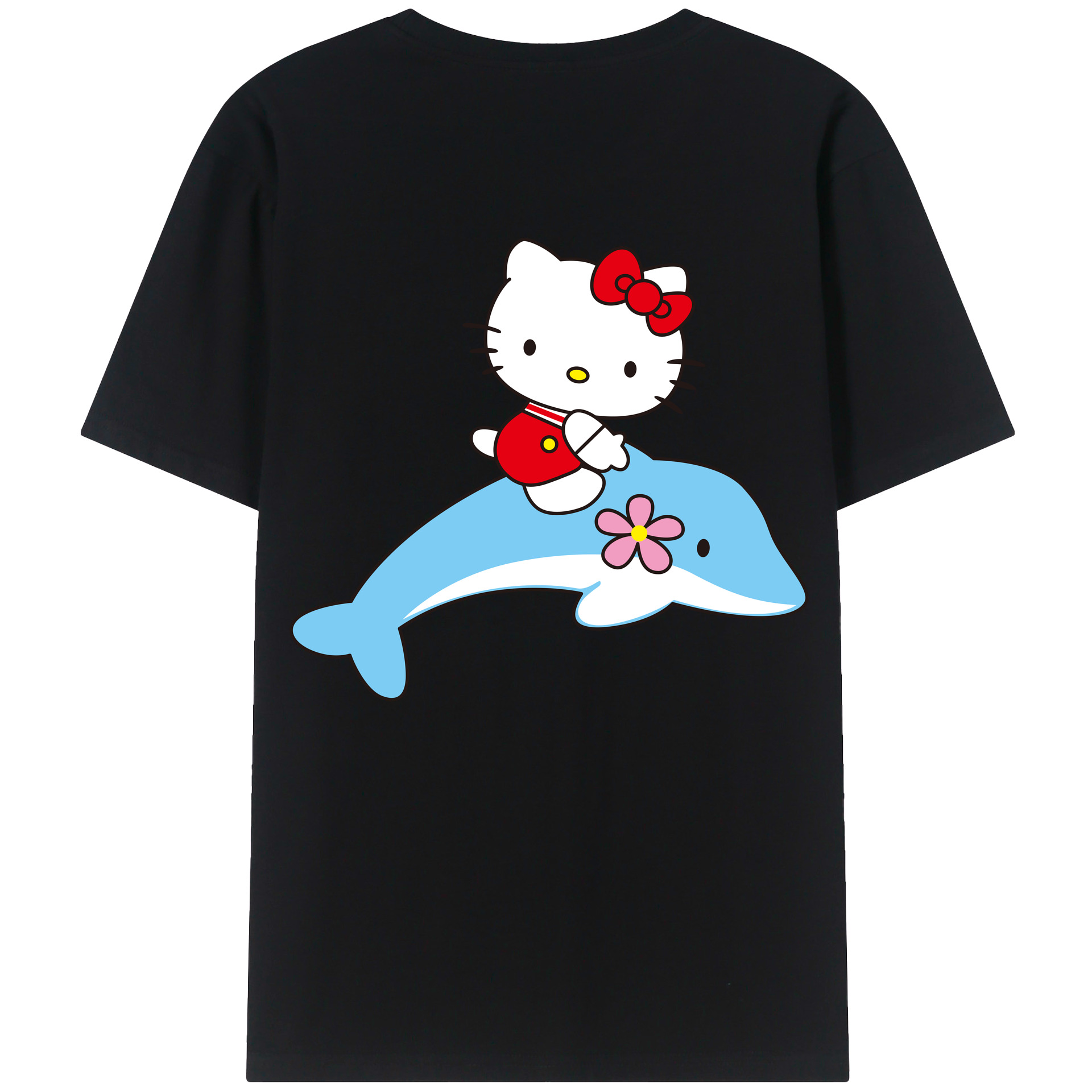 （画像用） Hello Kitty ハローキティ 綿100％ メンズ半袖Tシャツ（バックプリント） 通気性