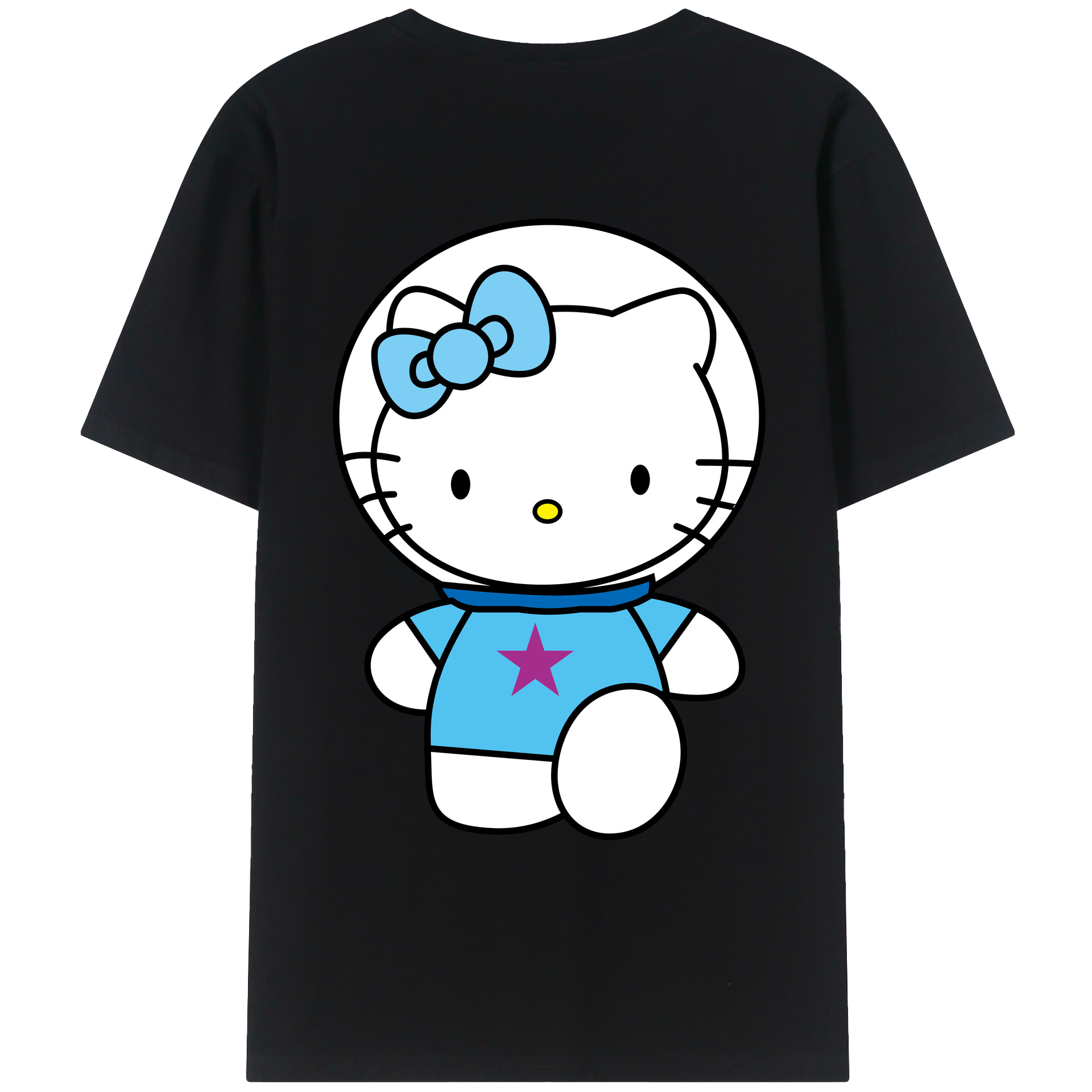（画像用） Hello Kitty ハローキティ 綿100％ メンズ半袖Tシャツ（バックプリント） 通気性