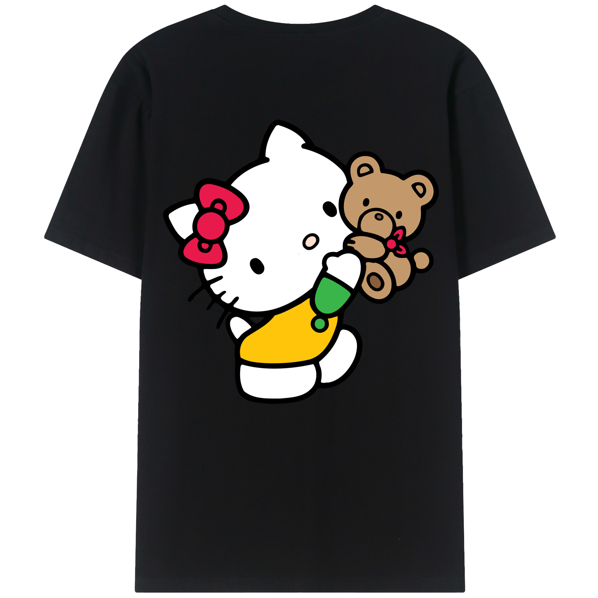 （画像用） Hello Kitty ハローキティ 綿100％ メンズ半袖Tシャツ（バックプリント） 通気性