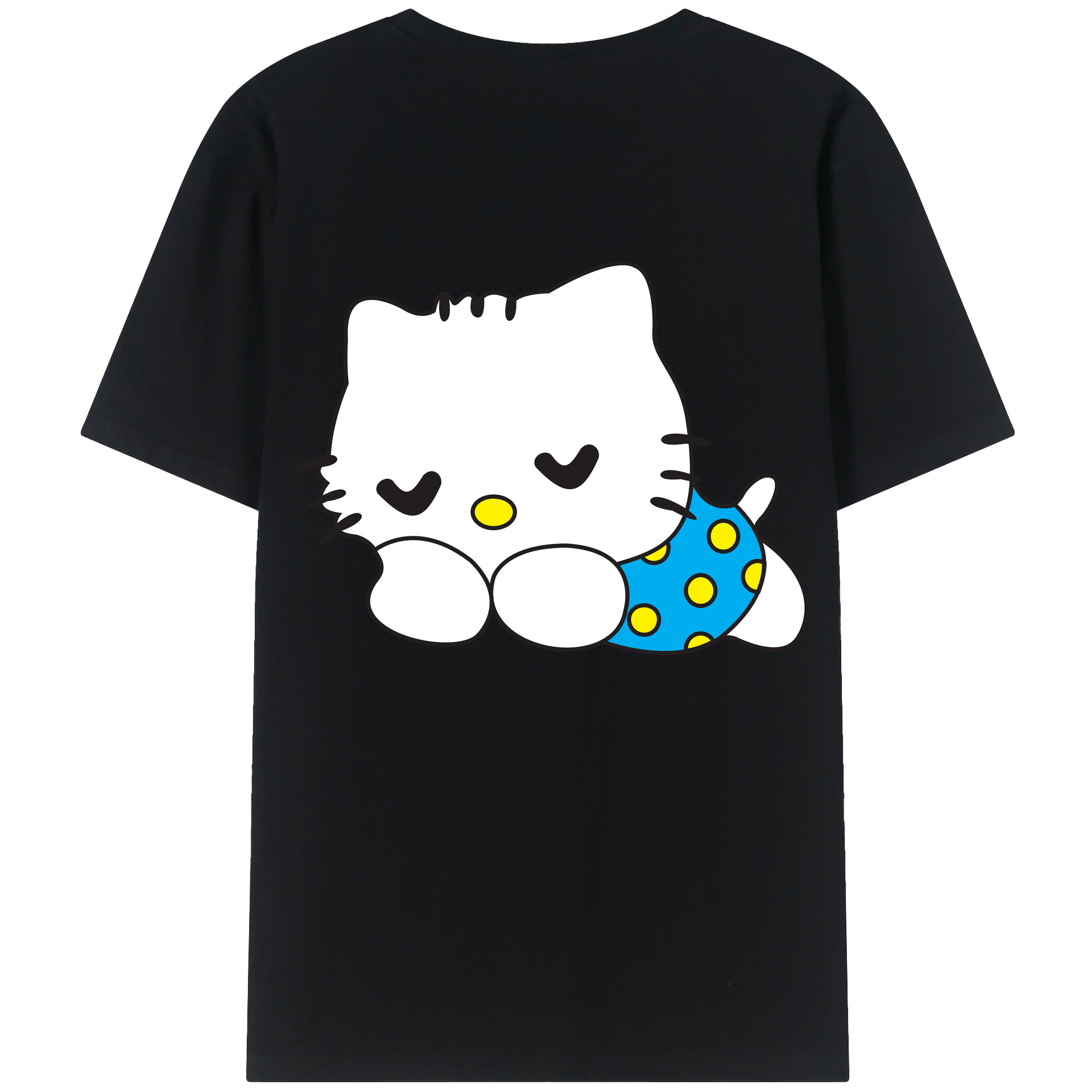 （画像用） Hello Kitty ハローキティ 綿100％ メンズ半袖Tシャツ（バックプリント） 通気性