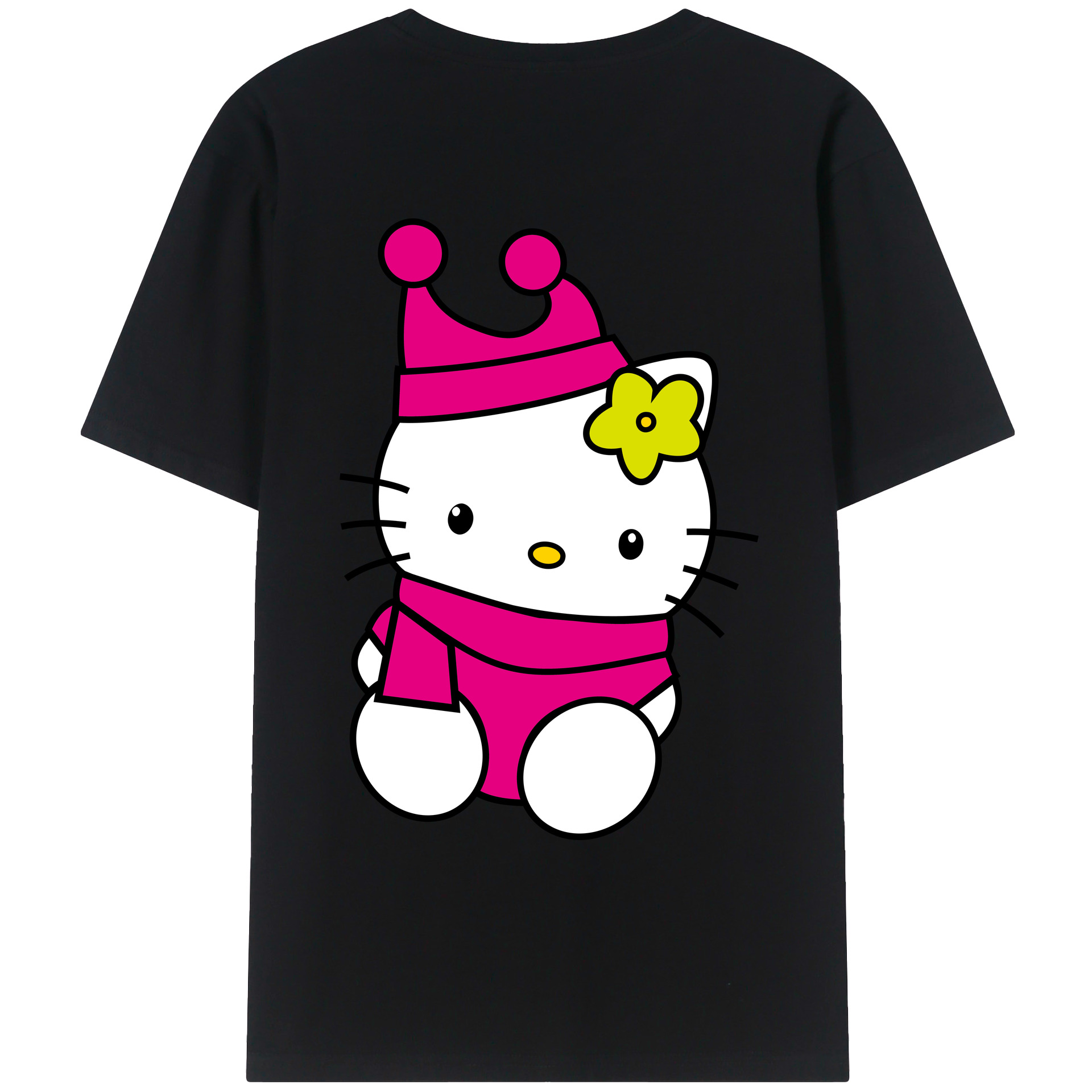 （画像用） Hello Kitty ハローキティ 綿100％ メンズ半袖Tシャツ（バックプリント） 通気性