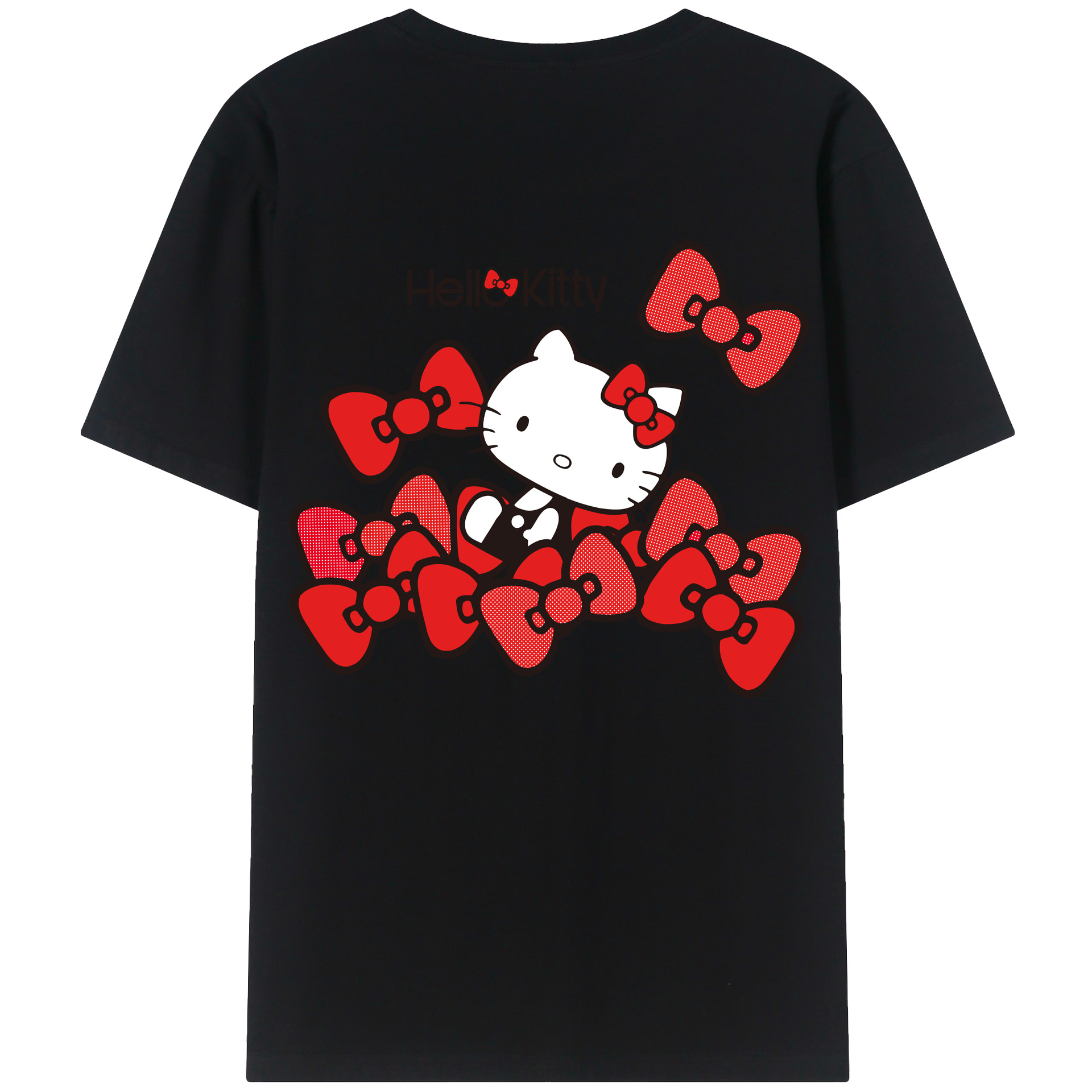 （画像用） Hello Kitty ハローキティ 綿100％ メンズ半袖Tシャツ（バックプリント） 通気性
