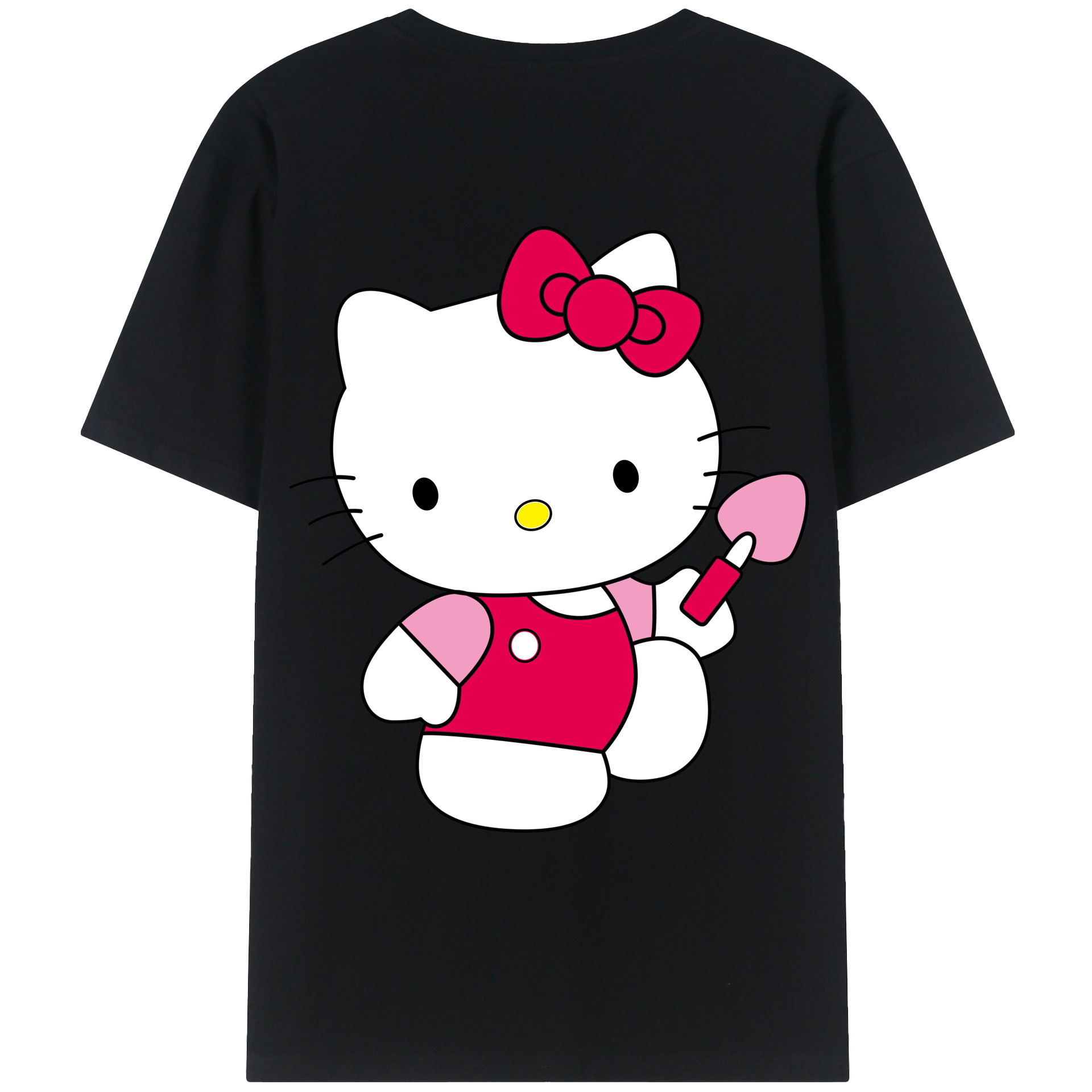 （画像用） Hello Kitty ハローキティ 綿100％ メンズ半袖Tシャツ（バックプリント） 通気性