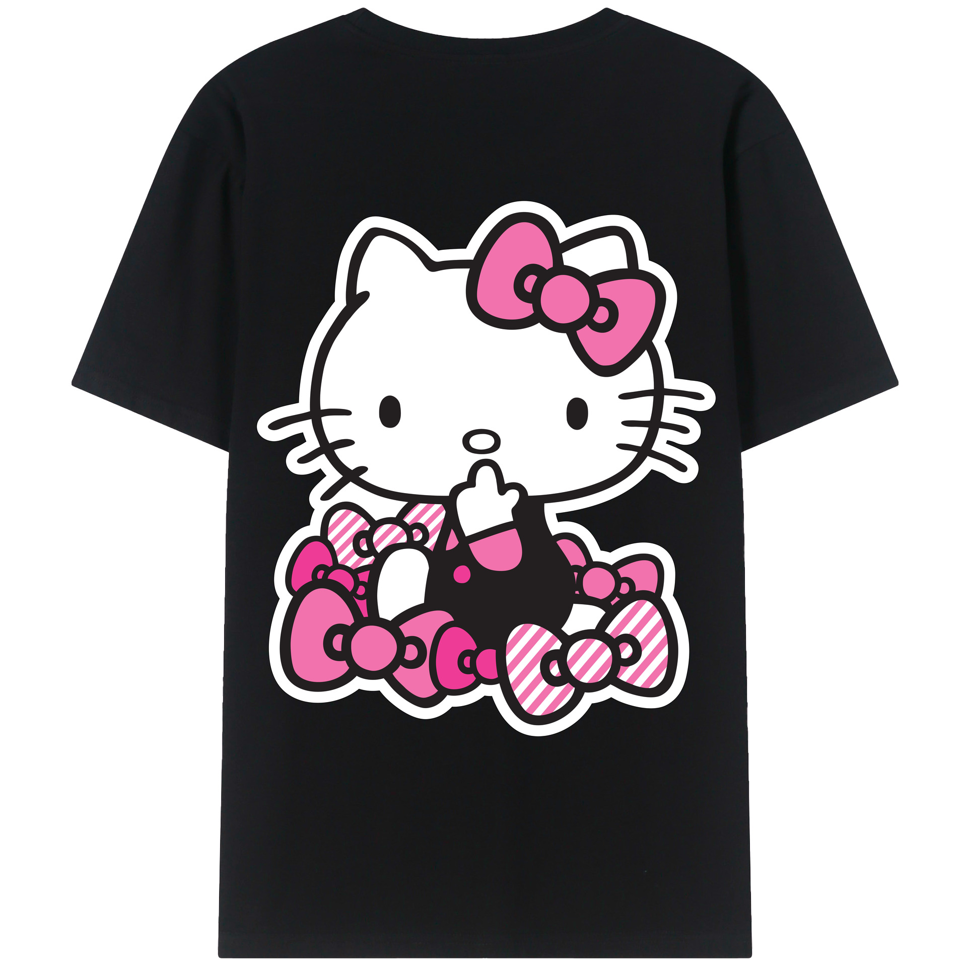 （画像用） Hello Kitty ハローキティ 綿100％ メンズ半袖Tシャツ（バックプリント） 通気性