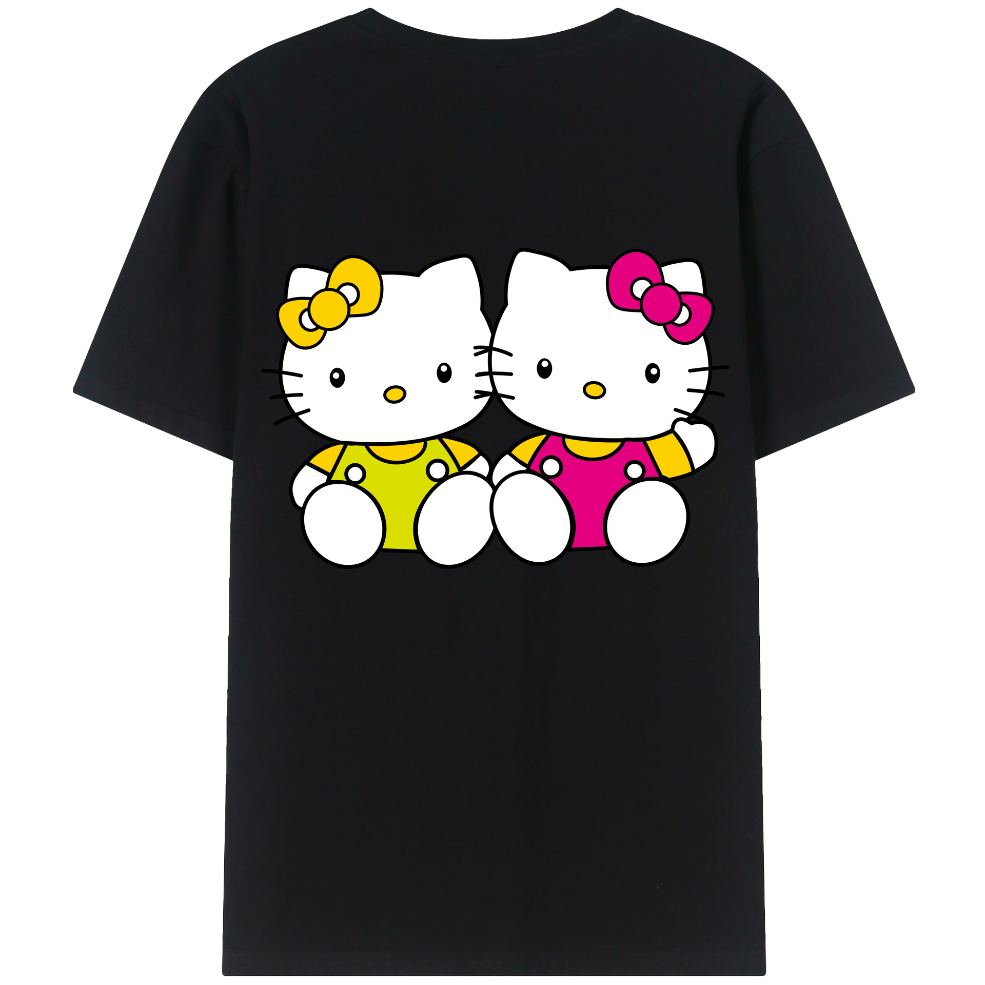 （画像用） Hello Kitty ハローキティ 綿100％ メンズ半袖Tシャツ（バックプリント） 通気性
