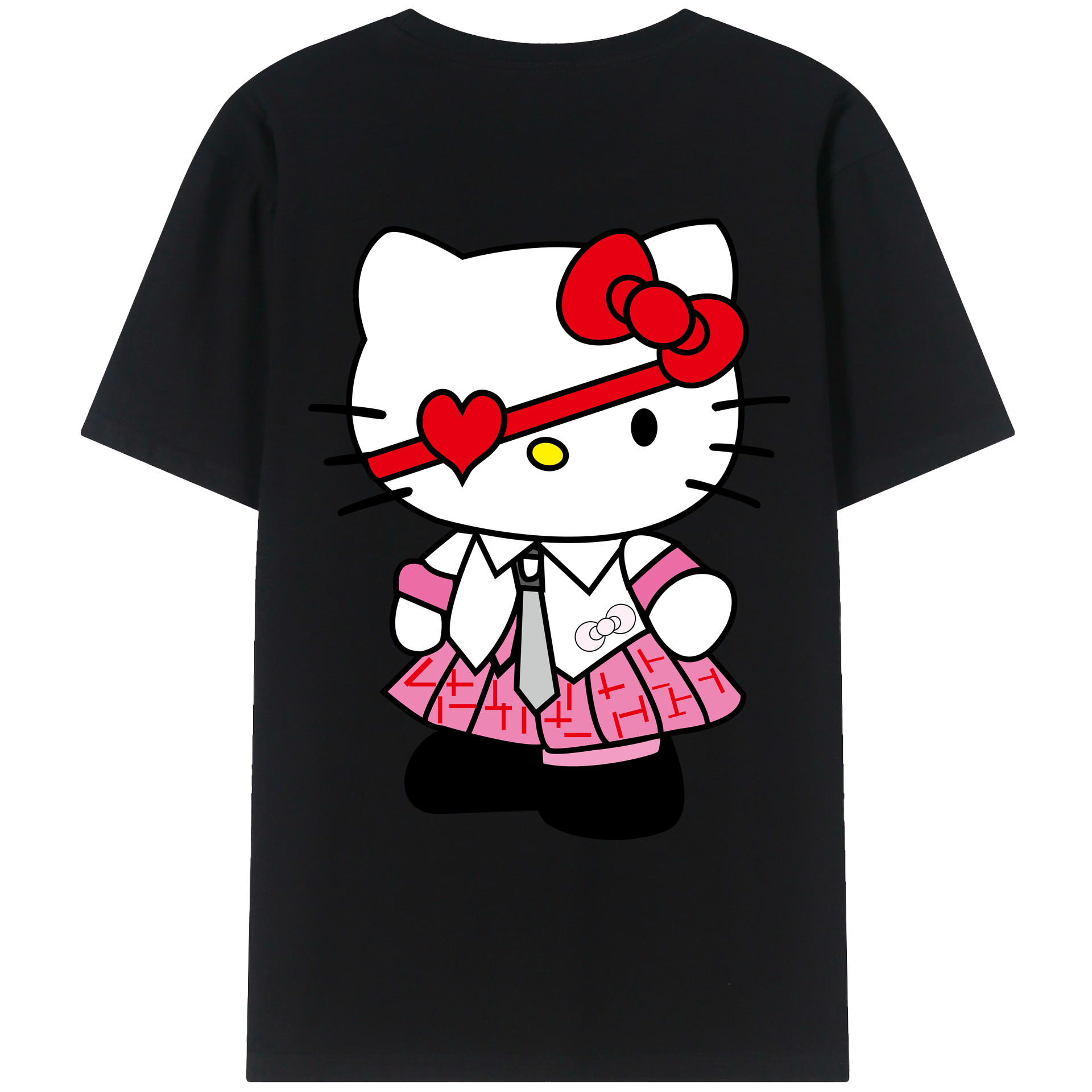 （画像用） Hello Kitty ハローキティ 綿100％ メンズ半袖Tシャツ（バックプリント） 通気性