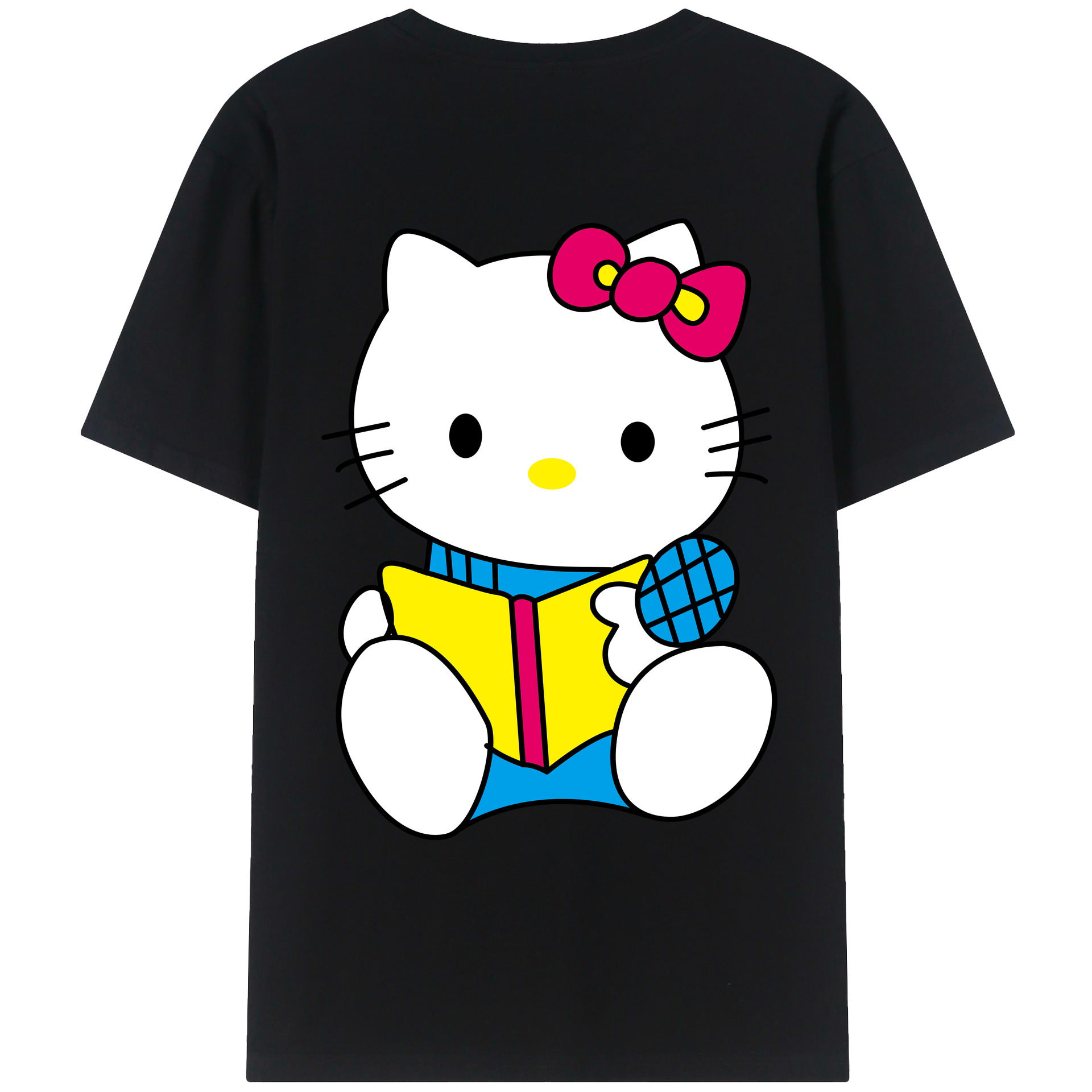 （画像用） Hello Kitty ハローキティ 綿100％ メンズ半袖Tシャツ（バックプリント） 通気性