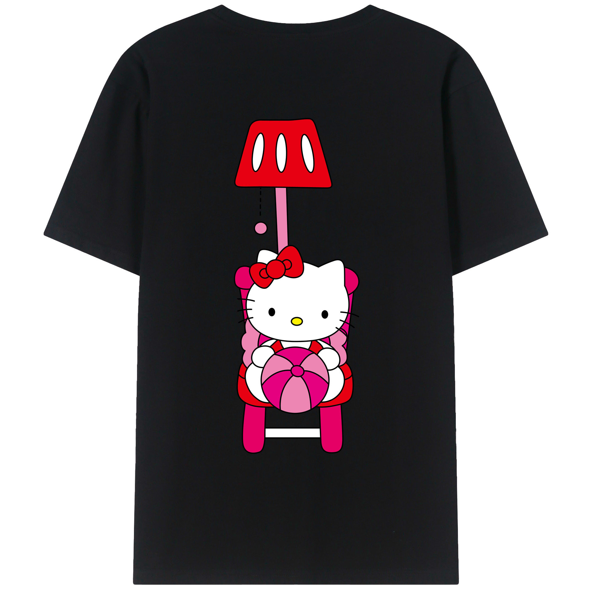 （画像用） Hello Kitty ハローキティ 綿100％ メンズ半袖Tシャツ（バックプリント） 通気性