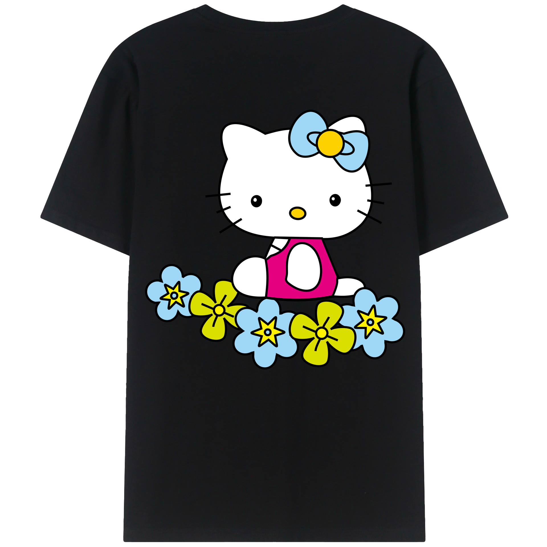 （画像用） Hello Kitty ハローキティ 綿100％ メンズ半袖Tシャツ（バックプリント） 通気性