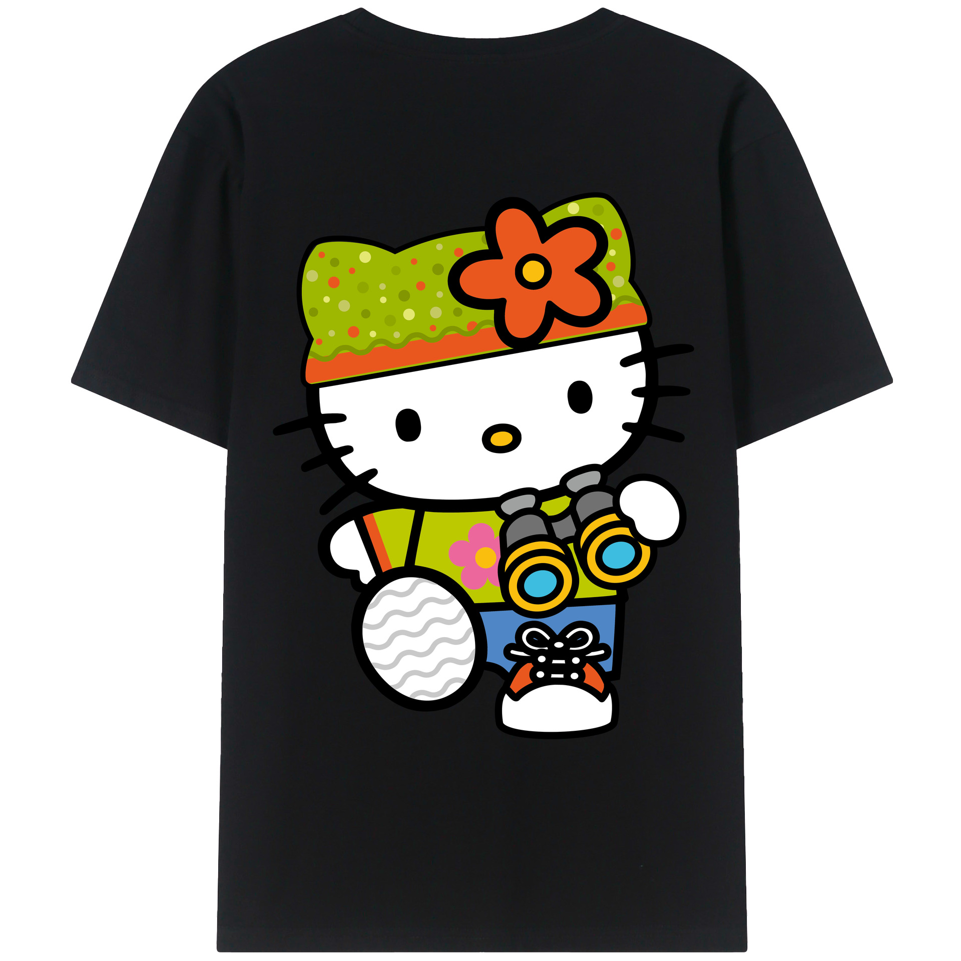 （画像用） Hello Kitty ハローキティ 綿100％ メンズ半袖Tシャツ（バックプリント） 通気性