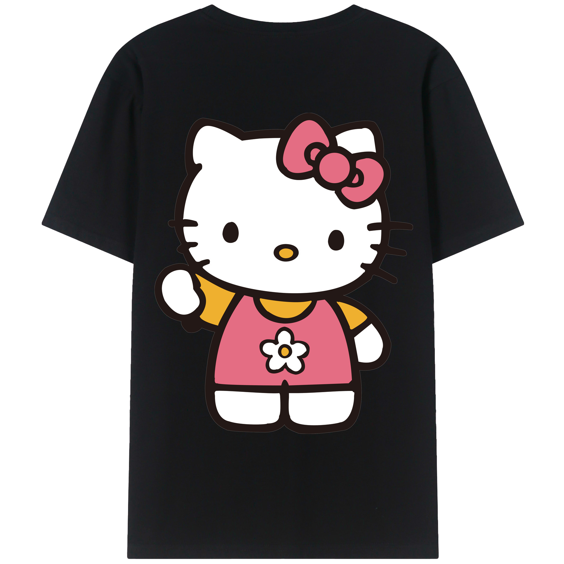 （画像用） Hello Kitty ハローキティ 綿100％ メンズ半袖Tシャツ（バックプリント） 通気性