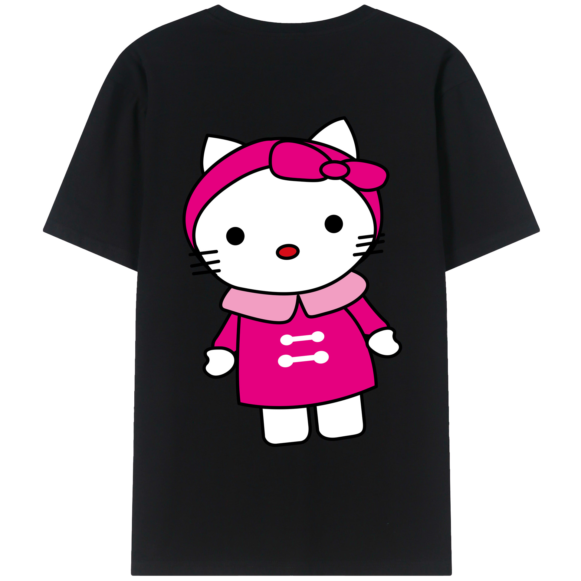 （画像用） Hello Kitty ハローキティ 綿100％ メンズ半袖Tシャツ（バックプリント） 通気性