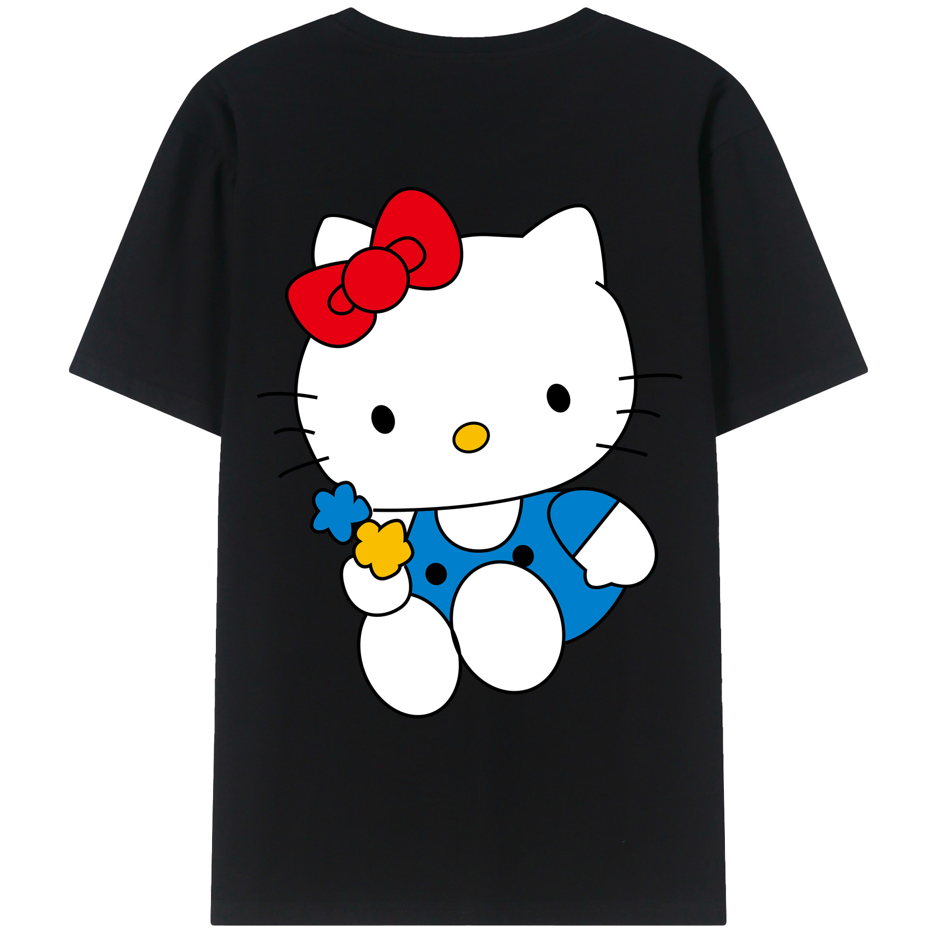（画像用） Hello Kitty ハローキティ 綿100％ メンズ半袖Tシャツ（バックプリント） 通気性