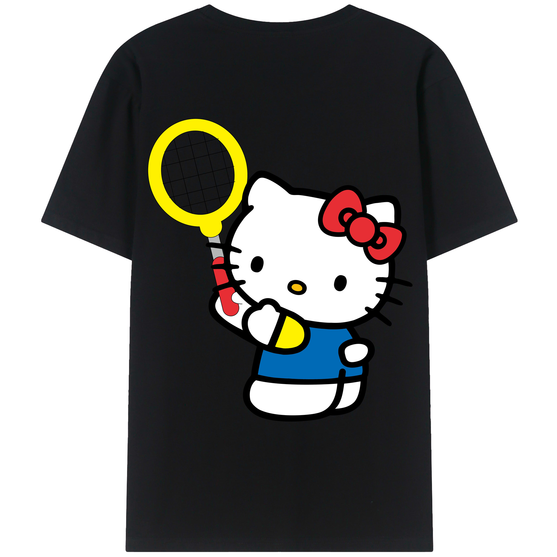 （画像用） Hello Kitty ハローキティ 綿100％ メンズ半袖Tシャツ（バックプリント） 通気性