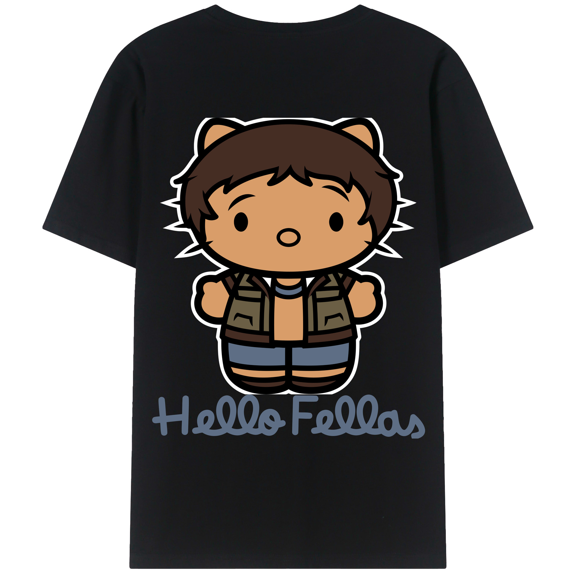 （画像用） Hello Kitty ハローキティ 綿100％ メンズ半袖Tシャツ（バックプリント） 通気性
