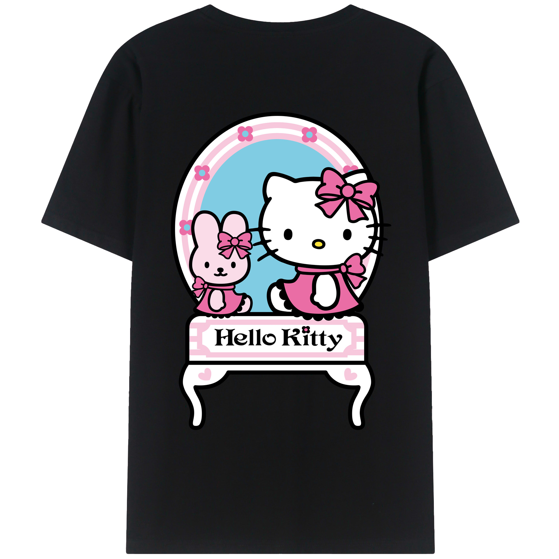 （画像用） Hello Kitty ハローキティ 綿100％ メンズ半袖Tシャツ（バックプリント） 通気性