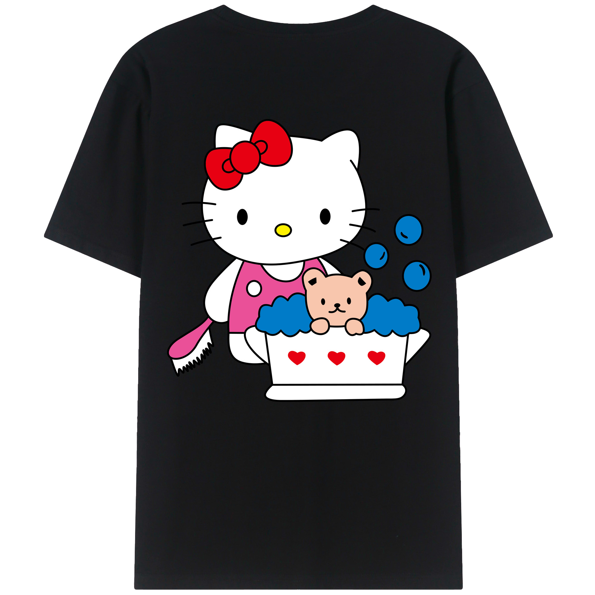 （画像用） Hello Kitty ハローキティ 綿100％ メンズ半袖Tシャツ（バックプリント） 通気性