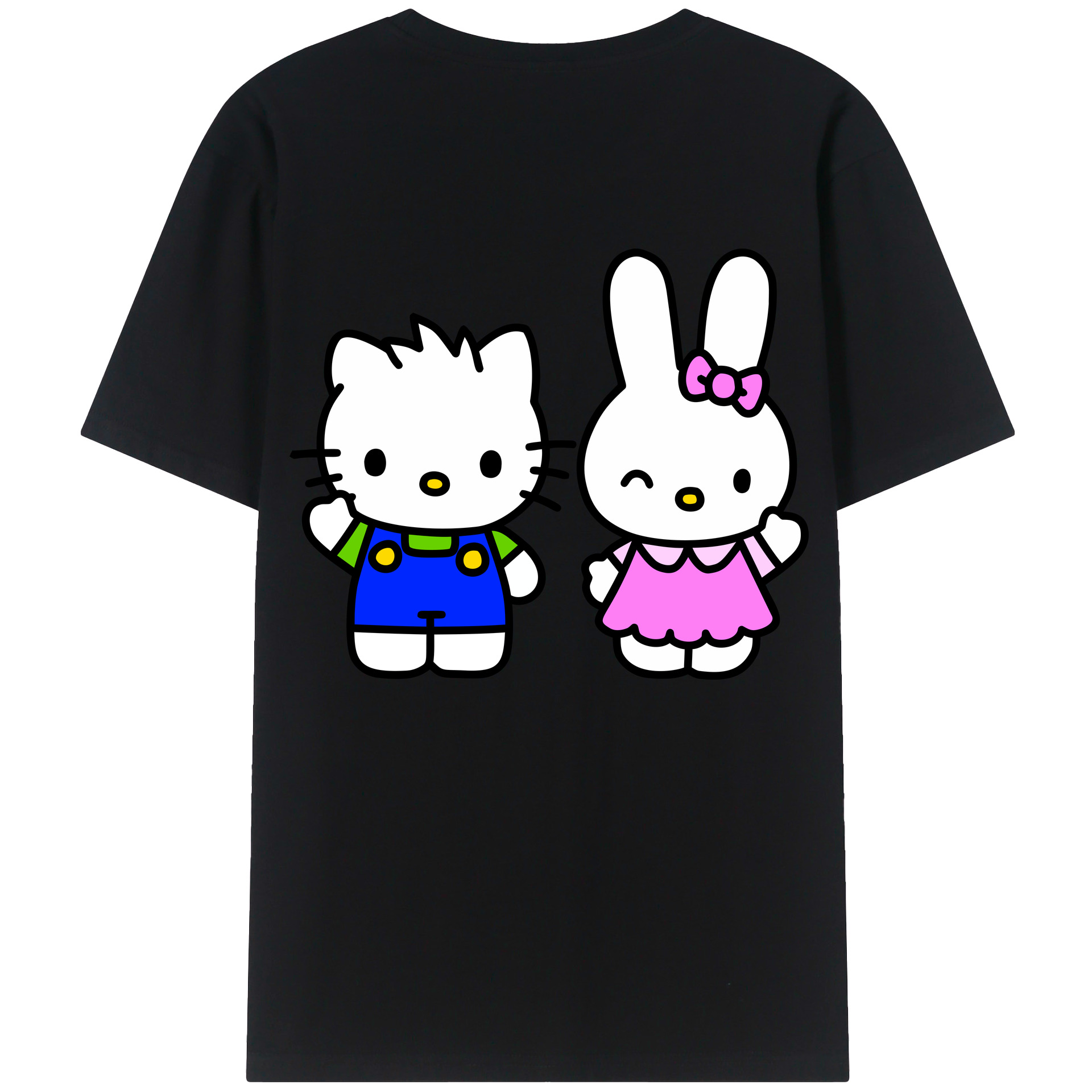 （画像用） Hello Kitty ハローキティ 綿100％ メンズ半袖Tシャツ（バックプリント） 通気性