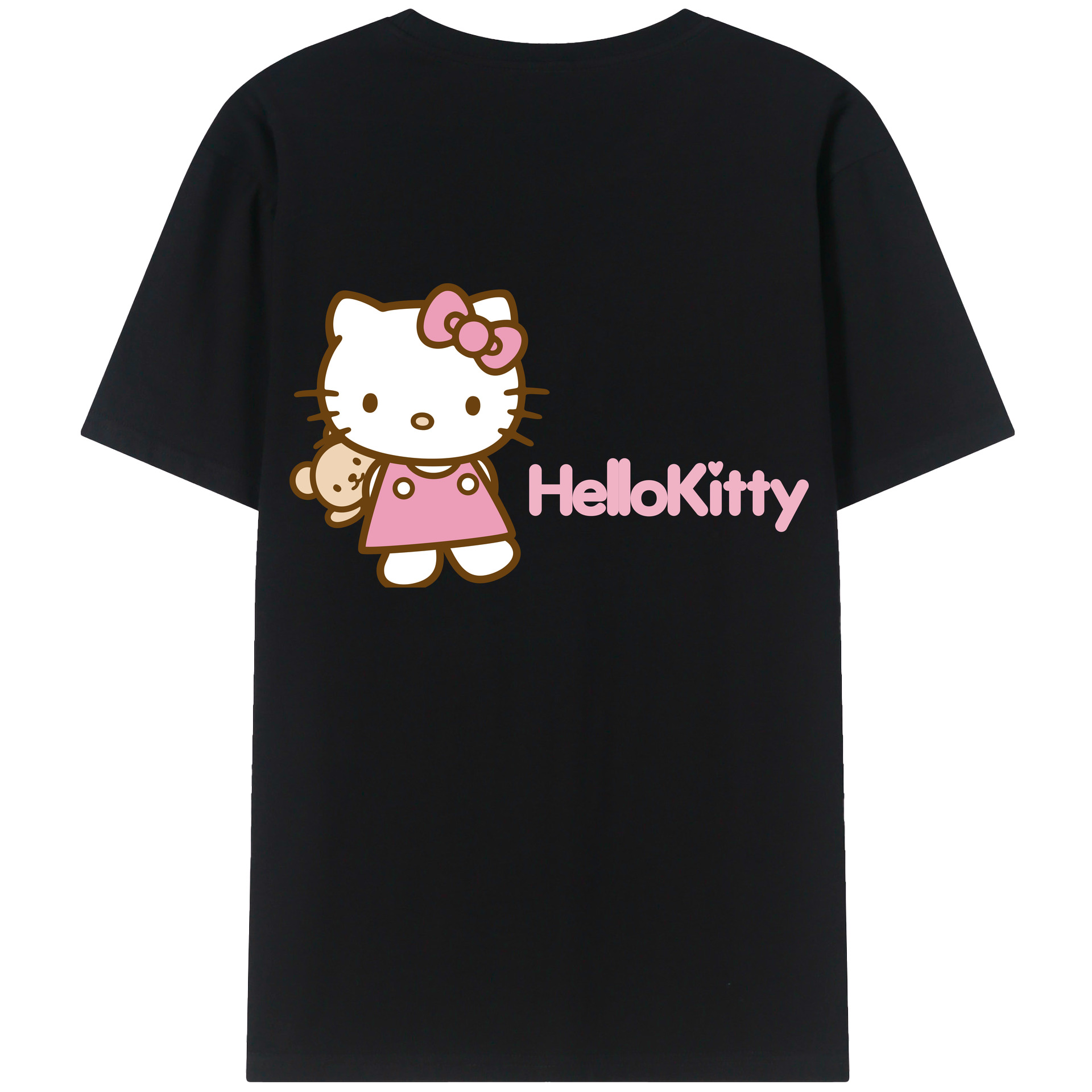 （画像用） Hello Kitty ハローキティ 綿100％ メンズ半袖Tシャツ（バックプリント） 通気性