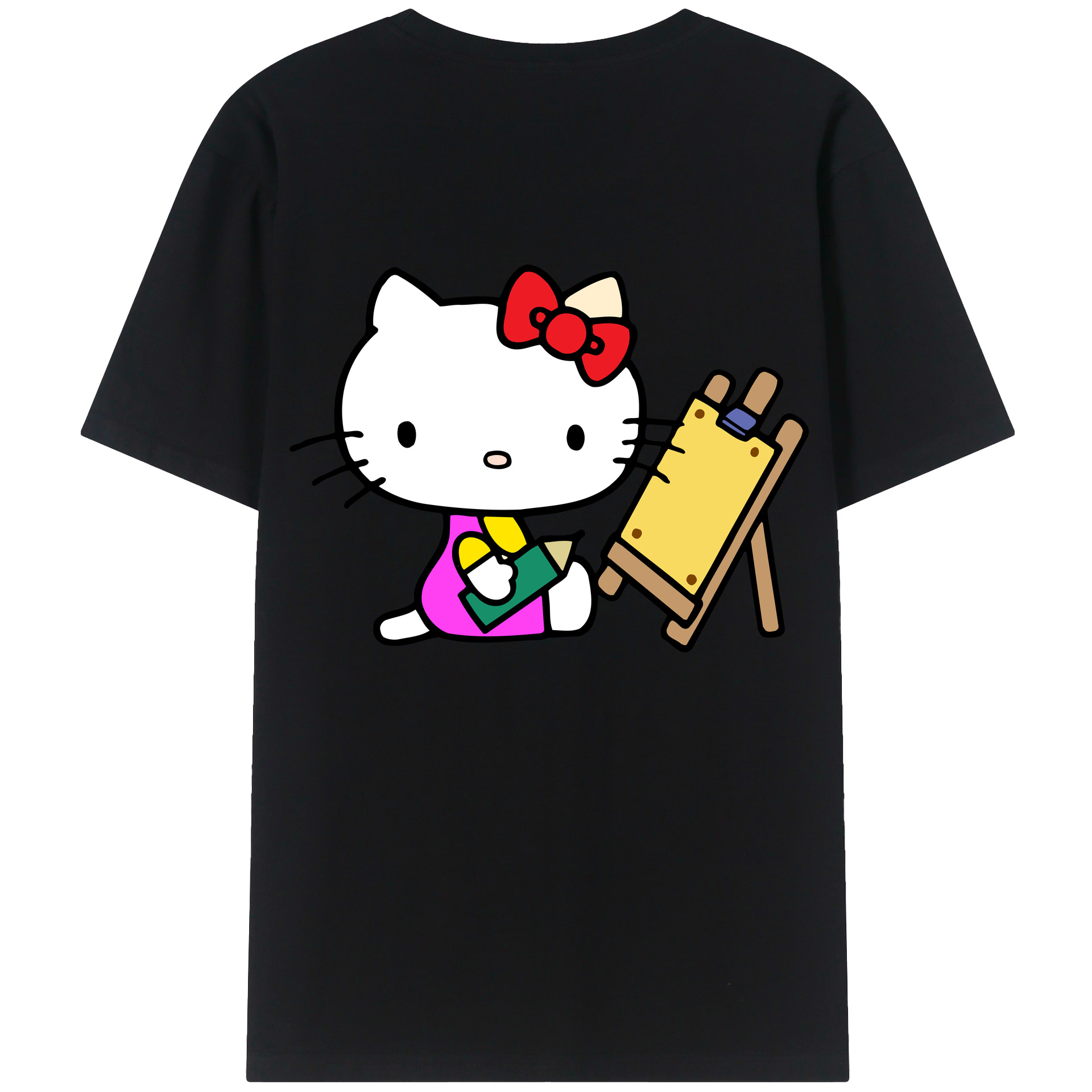 （画像用） Hello Kitty ハローキティ 綿100％ メンズ半袖Tシャツ（バックプリント） 通気性
