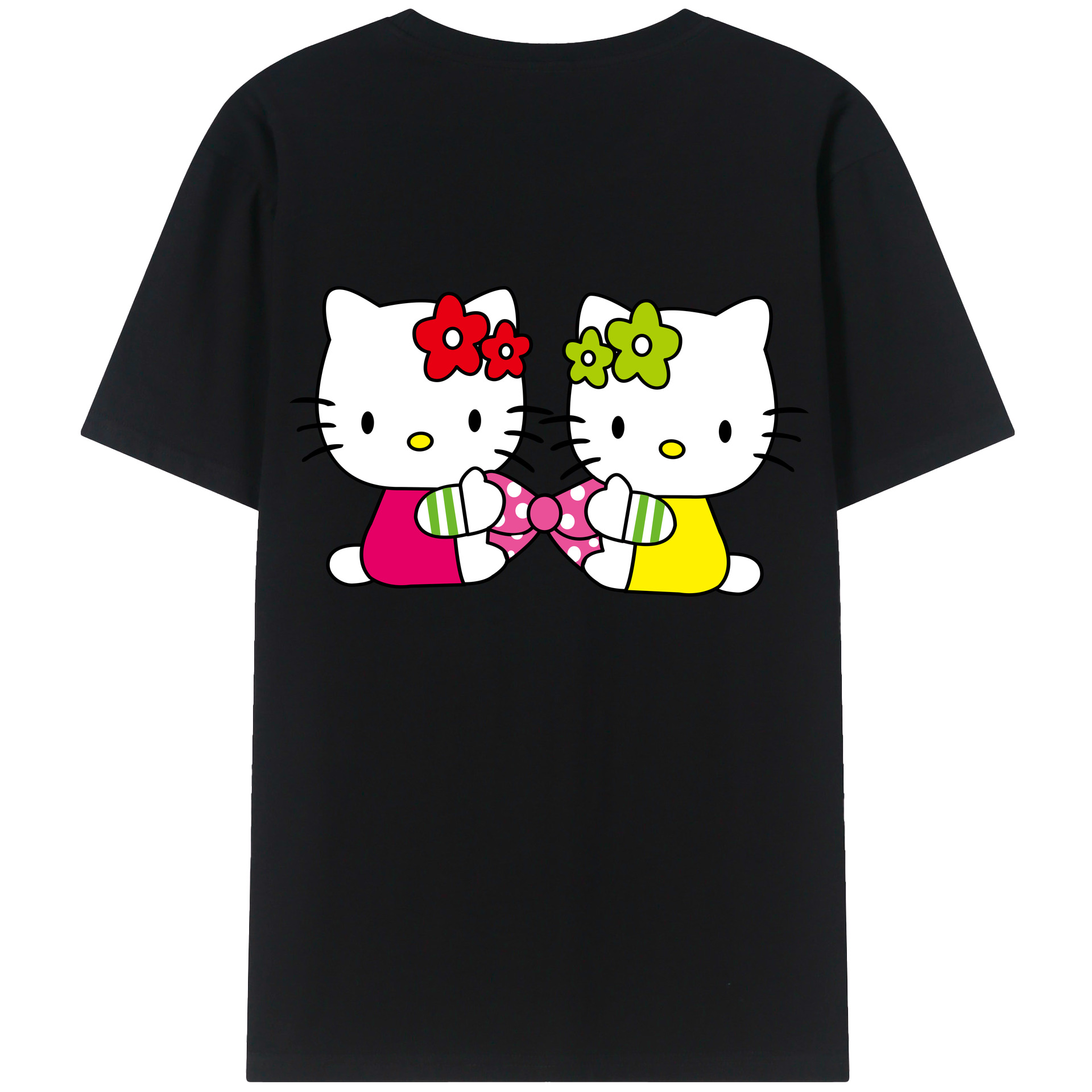 （画像用） Hello Kitty ハローキティ 綿100％ メンズ半袖Tシャツ（バックプリント） 通気性