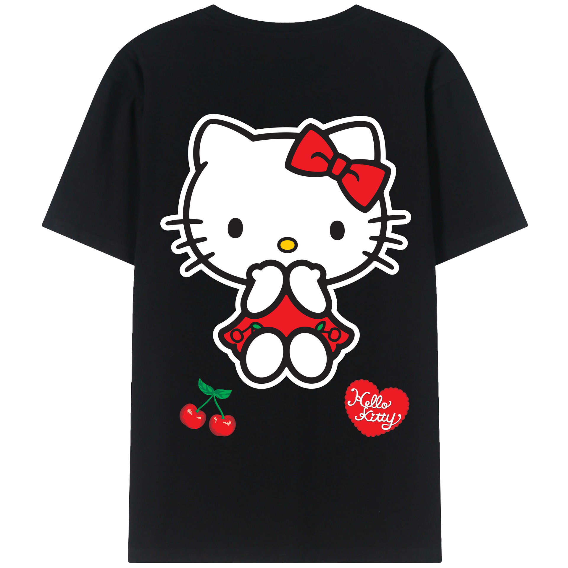 （画像用） Hello Kitty ハローキティ 綿100％ メンズ半袖Tシャツ（バックプリント） 通気性